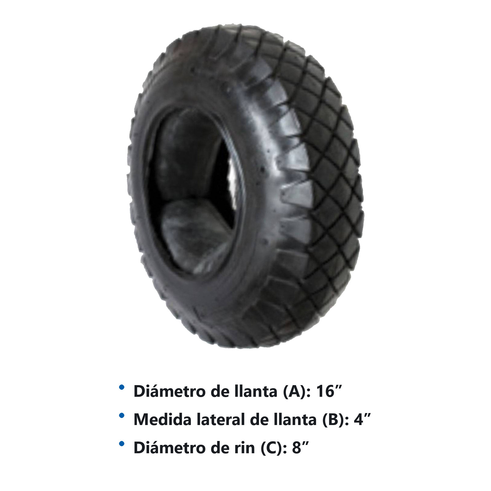 LLANTA Y CAMARA PARA CARRETILLA "4.00-8" - Imagen 2