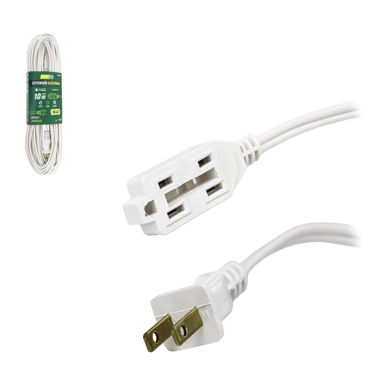 Extensión Doméstica 3 Contactos 2x16 Blanca 10 m MIMS