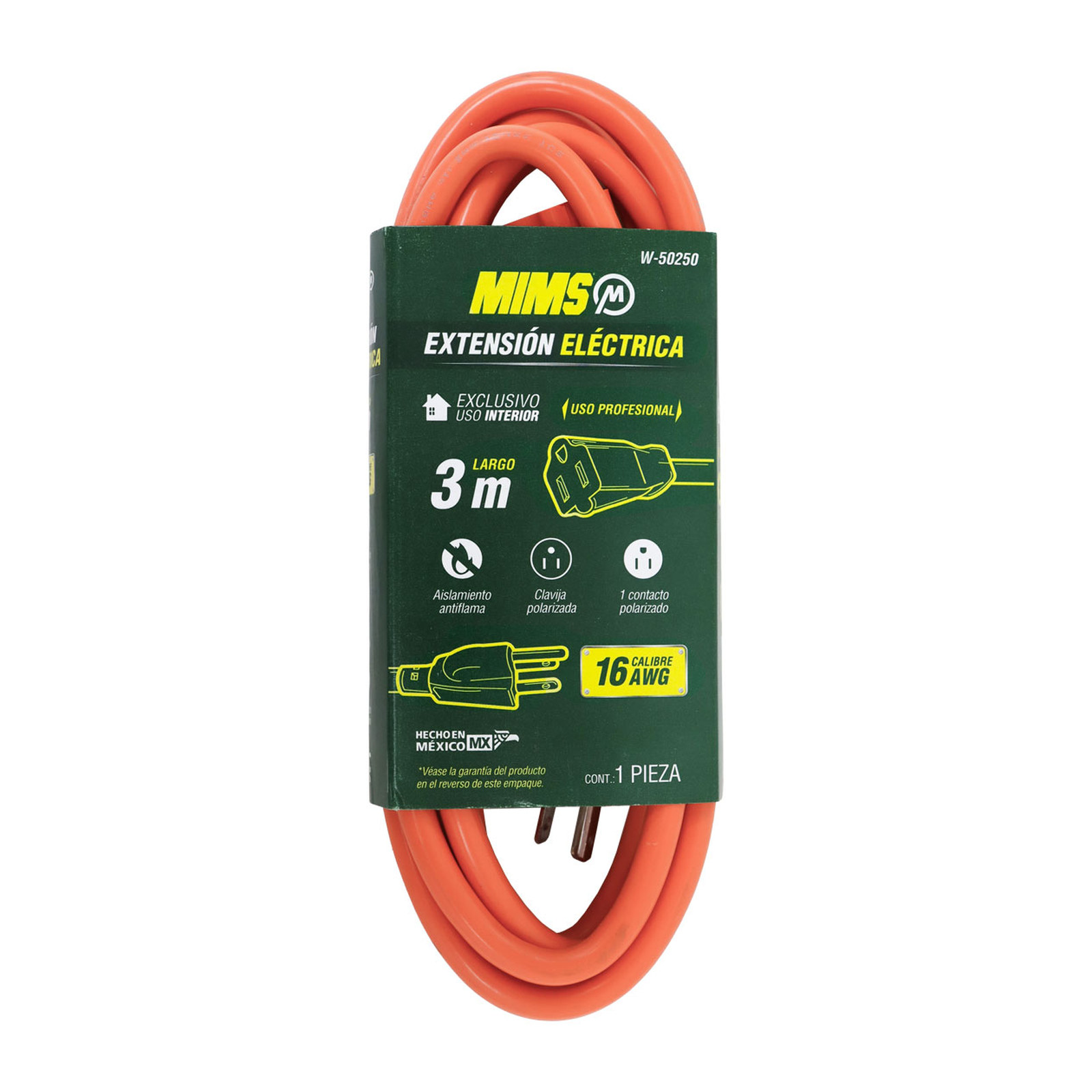 EXTENSION PROFESIONAL 1 CONTACTO 3X16 NARANJA 3MTS. MIMS - Imagen 4