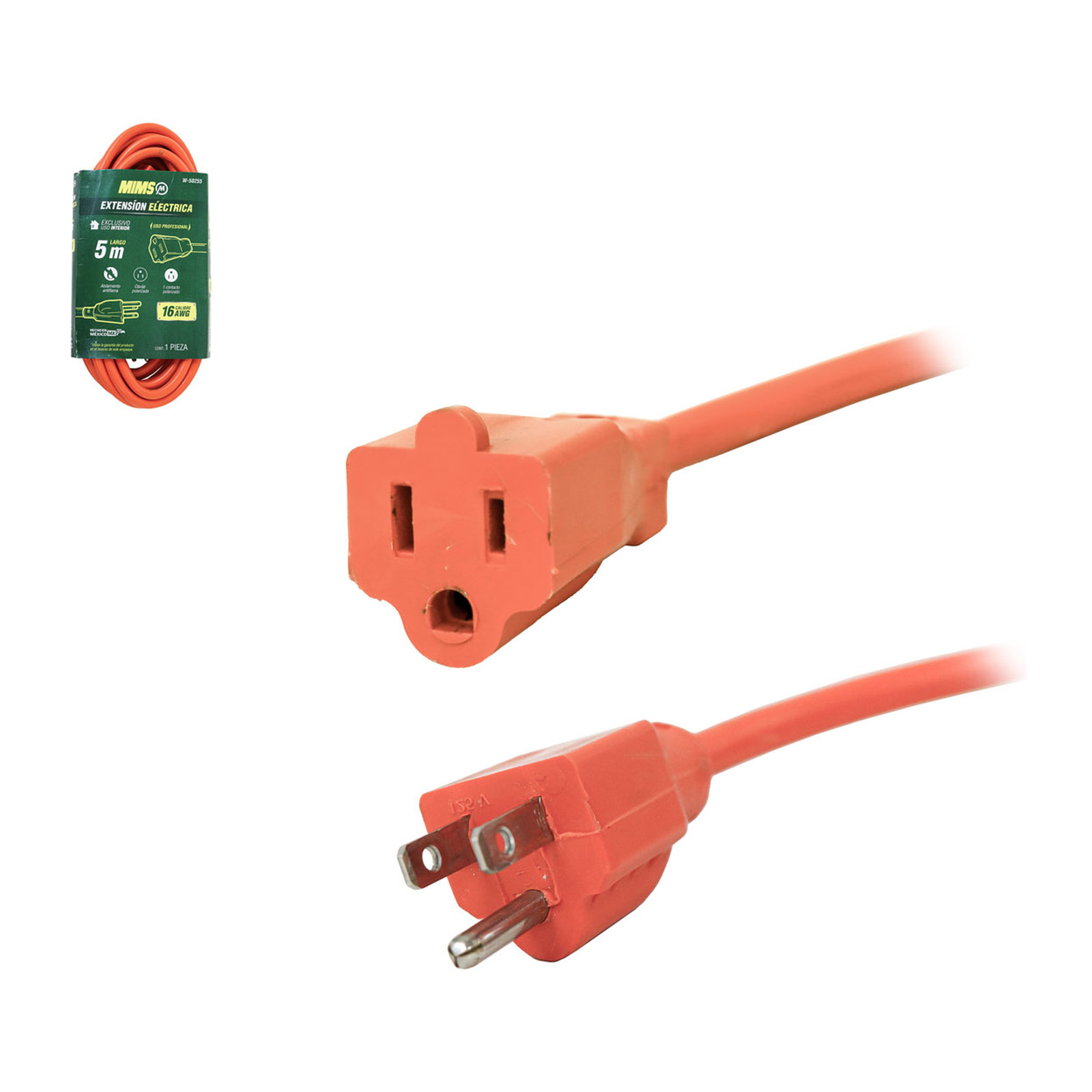 Extensión Eléctrica Profesional 1 Contacto Cable 3x16 Naranja 5 m MIMS
