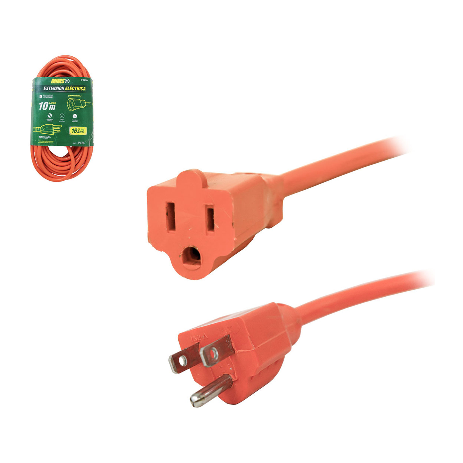 Extensión Eléctrica Profesional 1 Contacto 3x16 Naranja 10 Metros MIMS