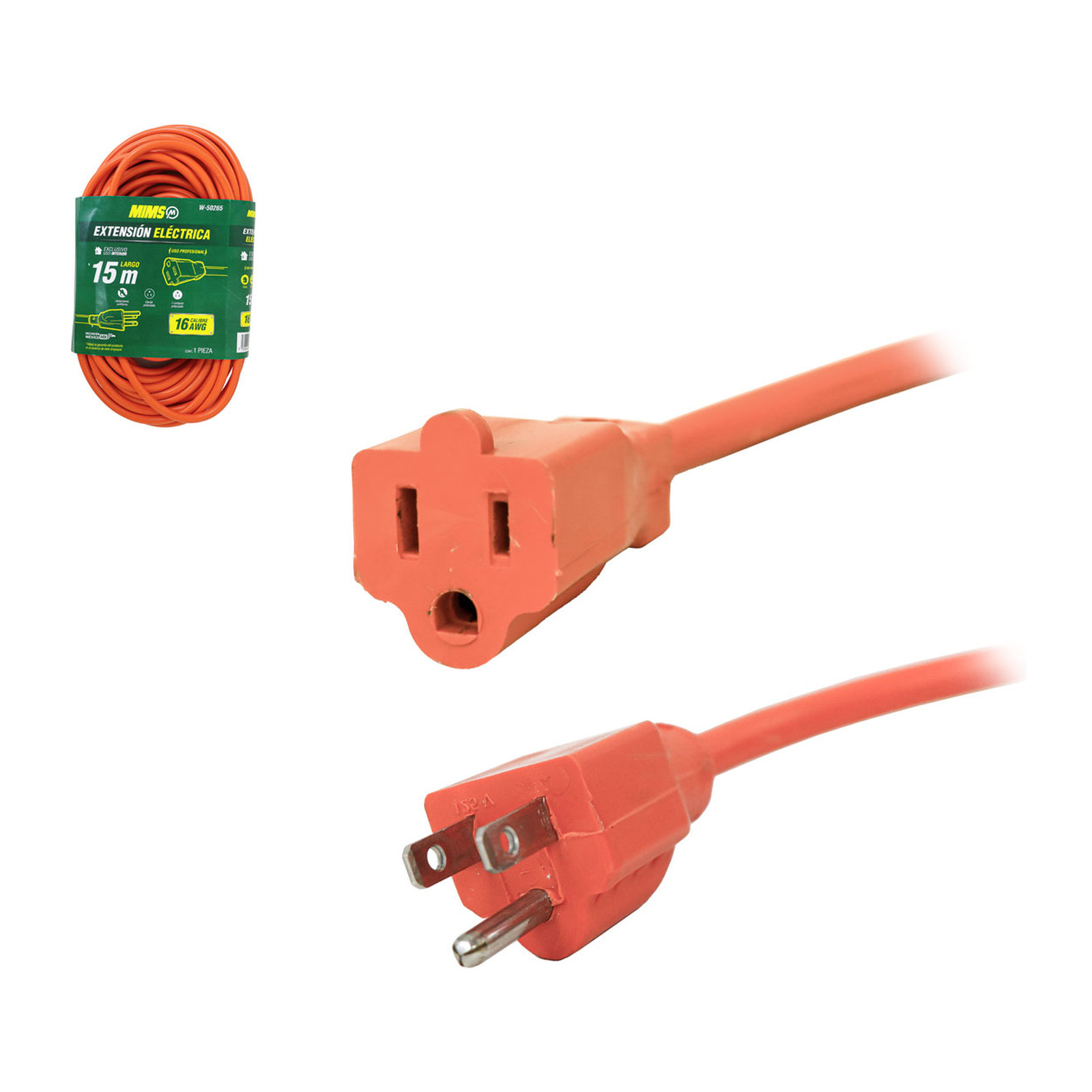 Extensión Eléctrica Profesional 1 Contacto 3x16 Naranja 15 m MIMS