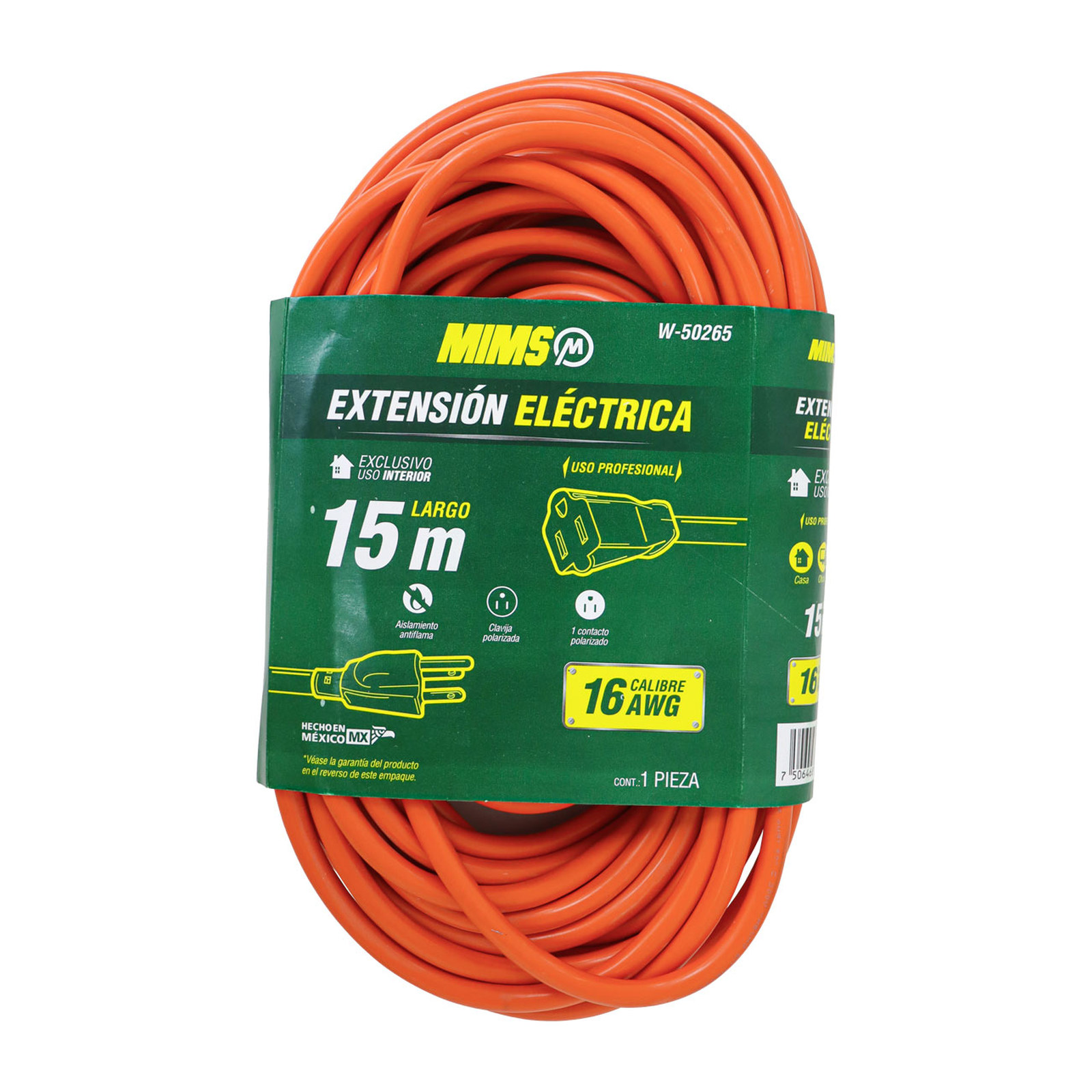 EXTENSION PROFESIONAL 1 CONTACTO 3X16 NARANJA 15MTS. MIMS - Imagen 4