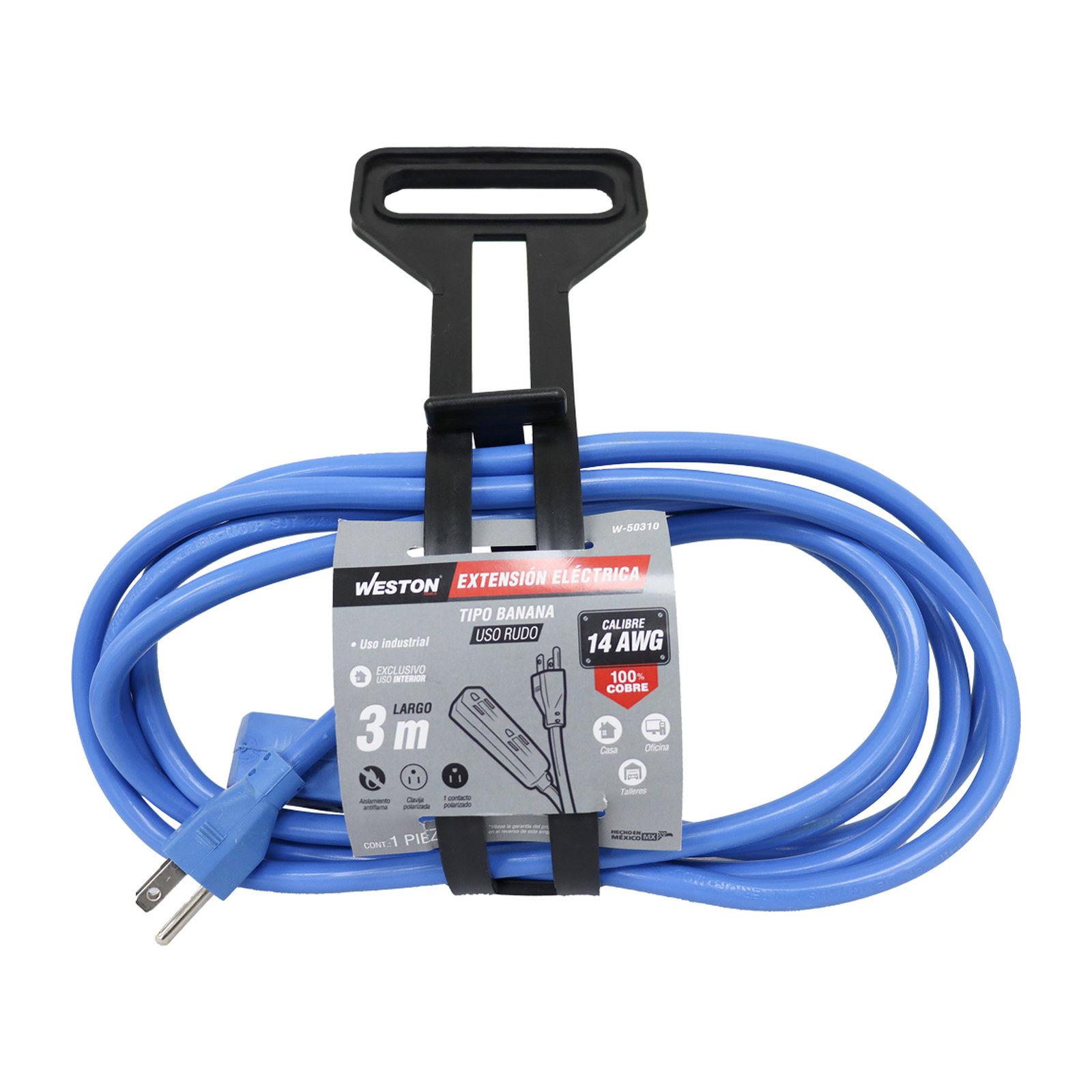 EXTENSION INDUSTRIAL TIPO BANANA 3 CONTACTOS 3x14 AZUL 3 MTS. - Imagen 4