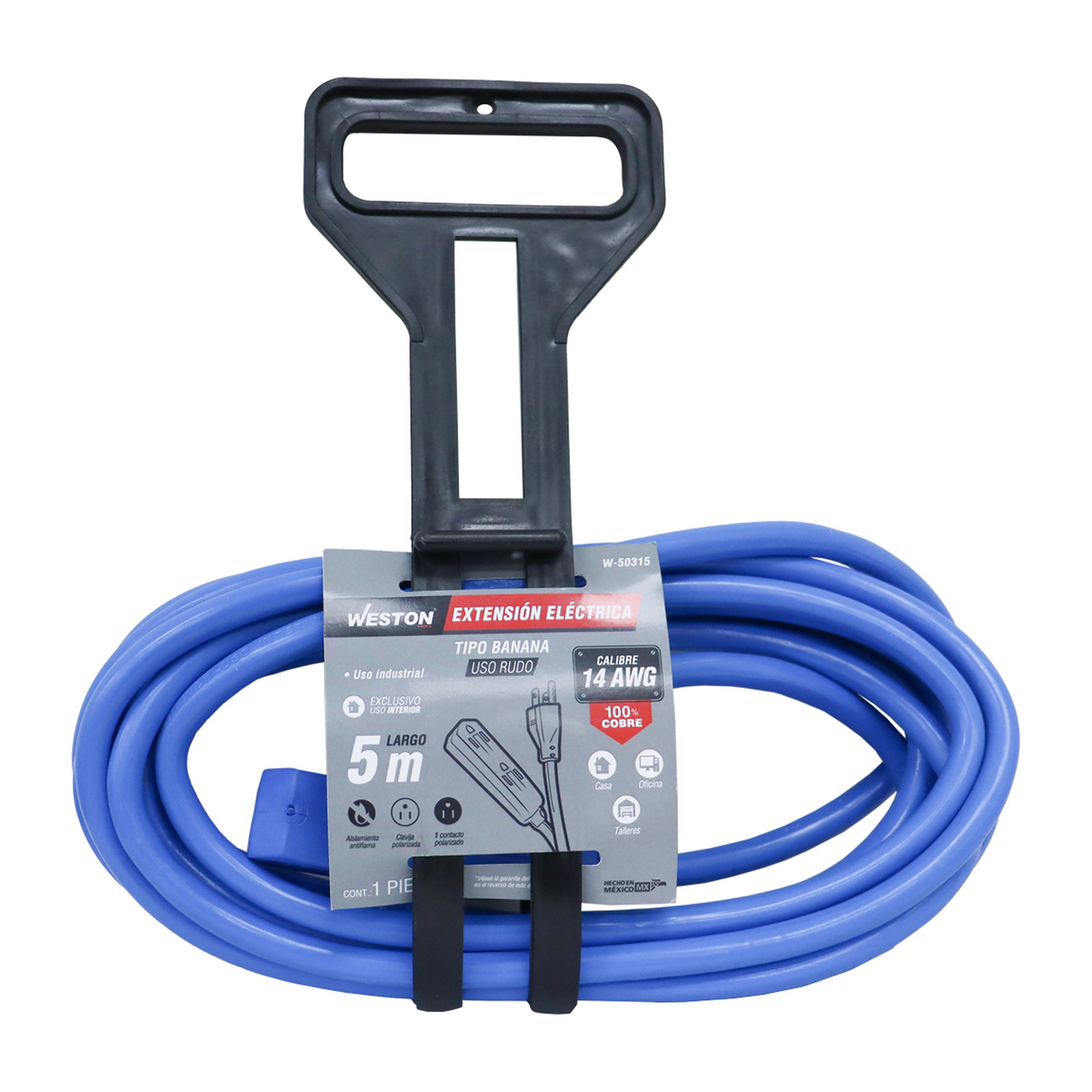 EXTENSION INDUSTRIAL TIPO BANANA 3 CONTACTOS 3x14 AZUL 5 MTS. - Imagen 4