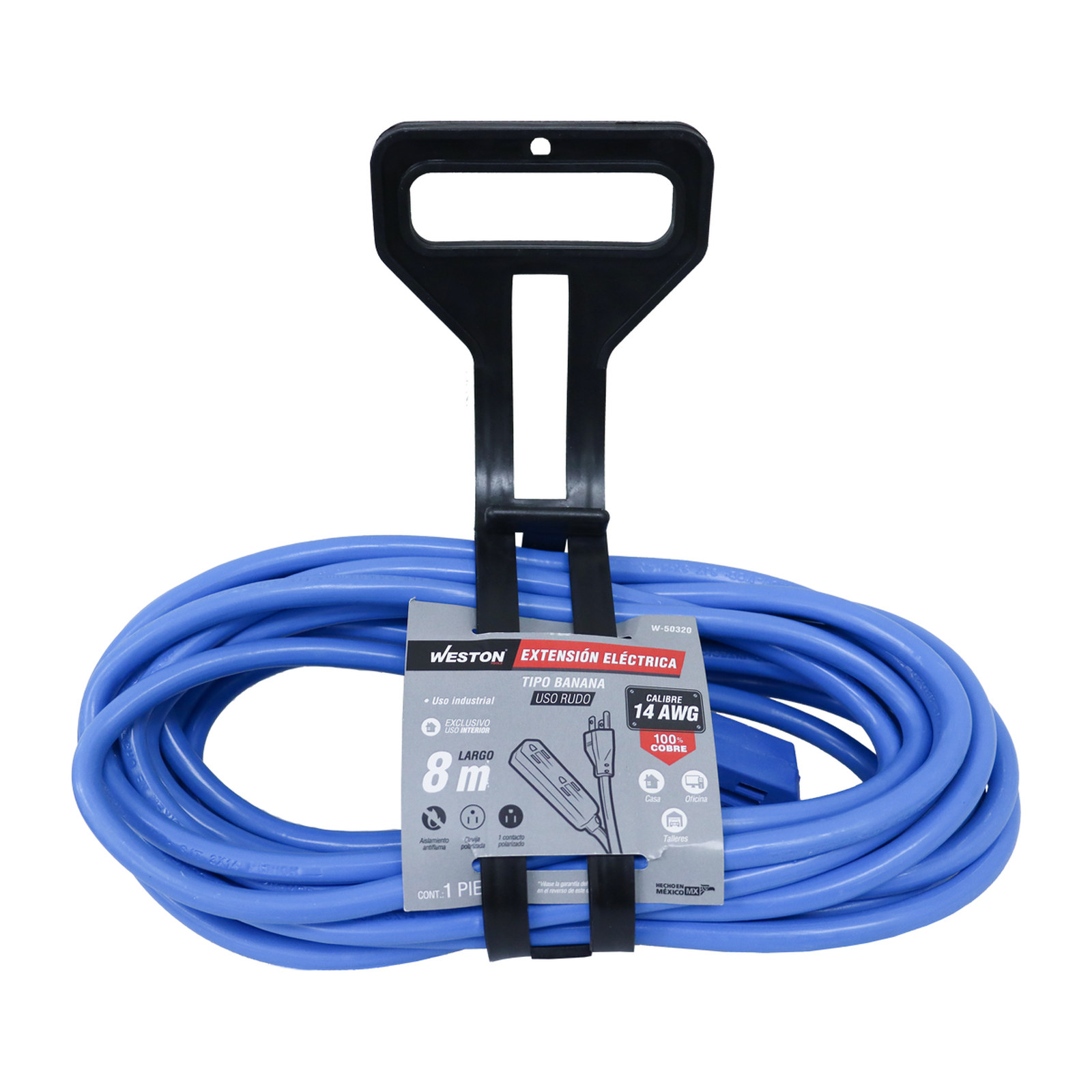 EXTENSION INDUSTRIAL TIPO BANANA 3 CONTACTOS 3x14 AZUL 8 MTS. - Imagen 4