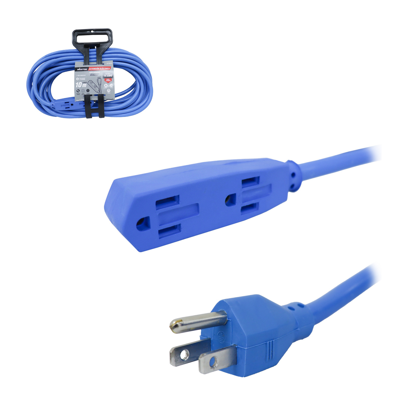 Extensión Industrial Tipo Banana 3 Contactos 3x14 Azul 10 m WESTON