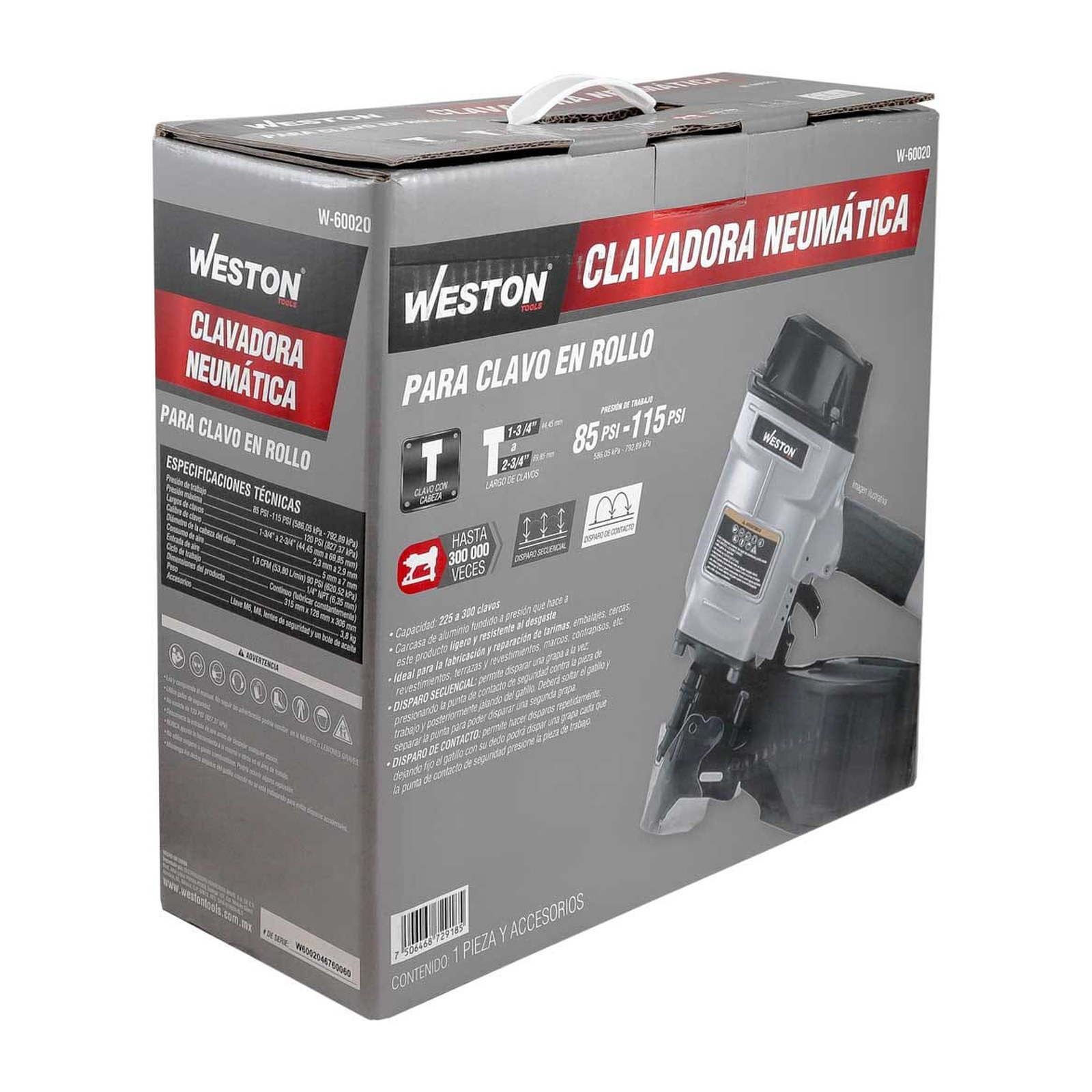 CLAVADORA NEUMATICA CALIBRE 15 (1.8MM) P/CLAVO EN ROLLO - Imagen 4