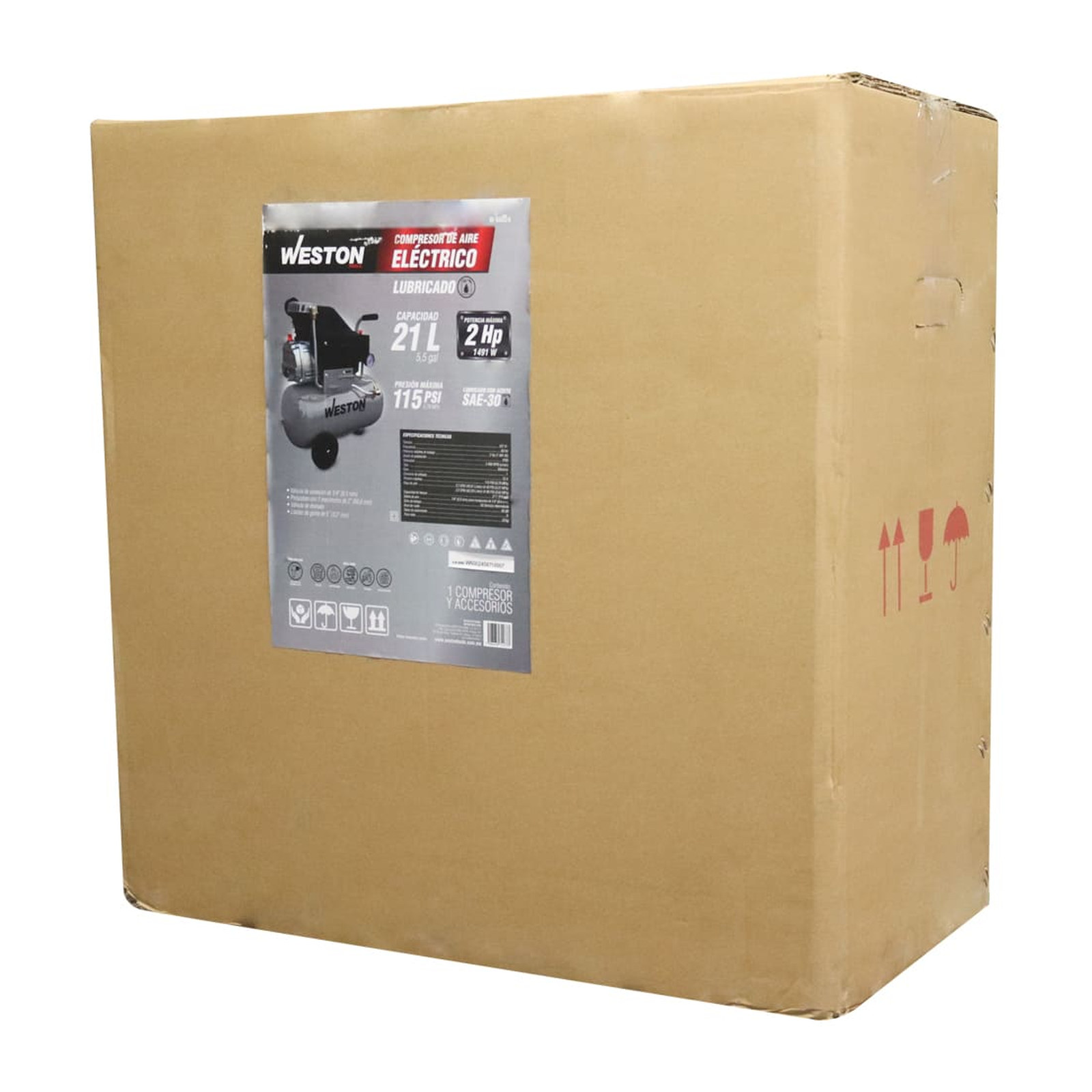COMPRESOR D/AIRE DIRECTO LUBRICADO MOTOR 2HP CAP. 24 L 127V - Imagen 4