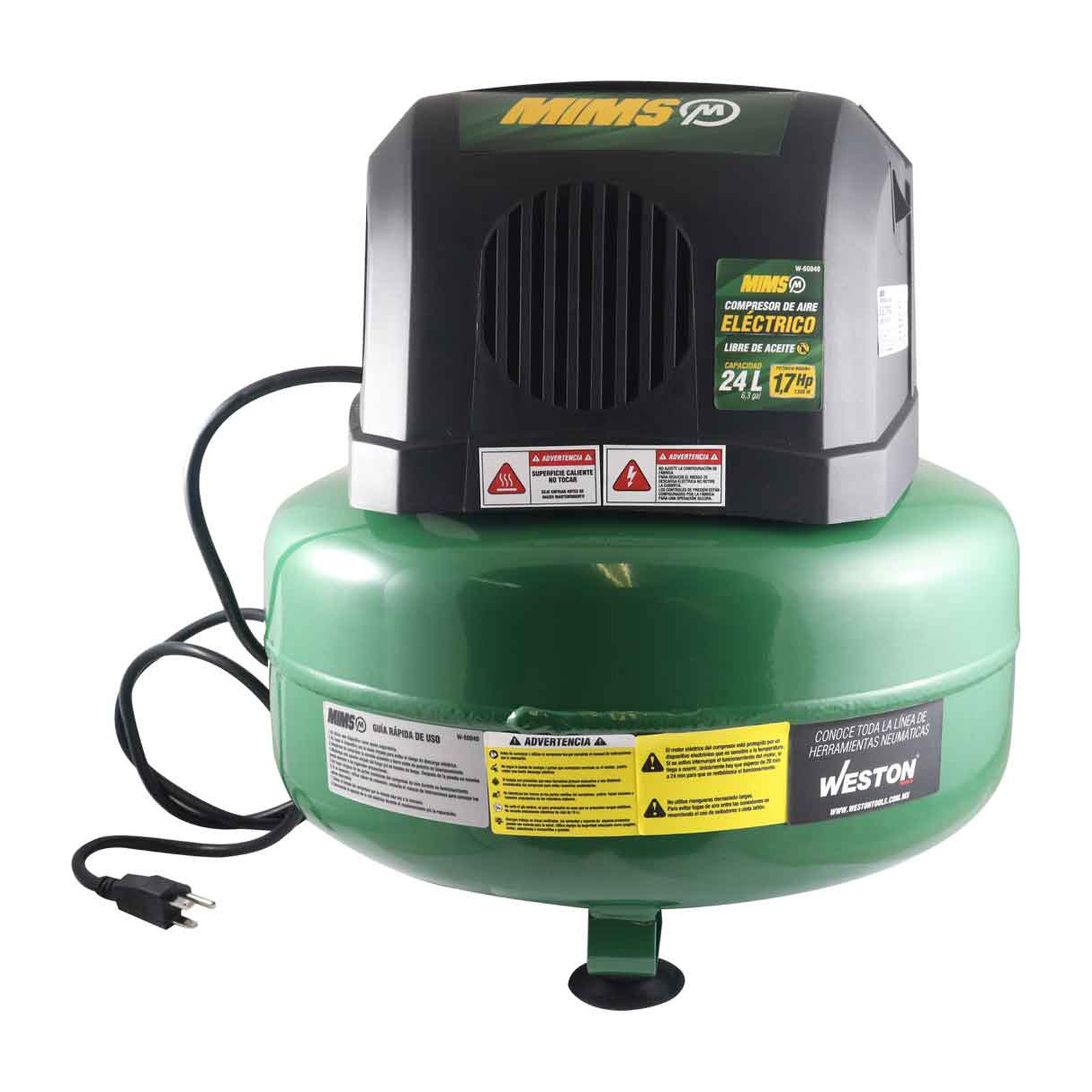COMPRESOR DE AIRE LIBRE DE ACEITE 24L (MIMS) 110 V - Imagen 3