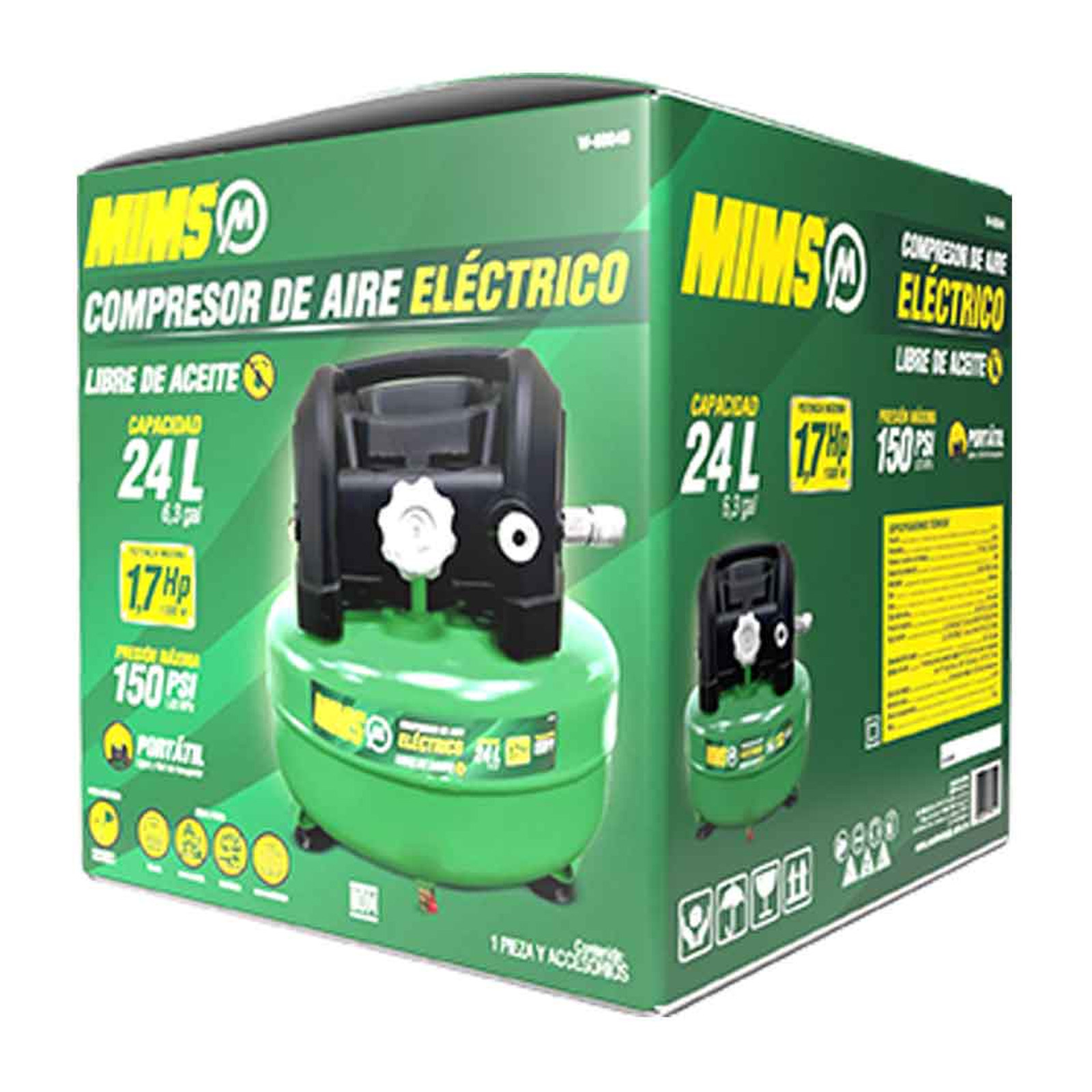COMPRESOR DE AIRE LIBRE DE ACEITE 24L (MIMS) 110 V - Imagen 4