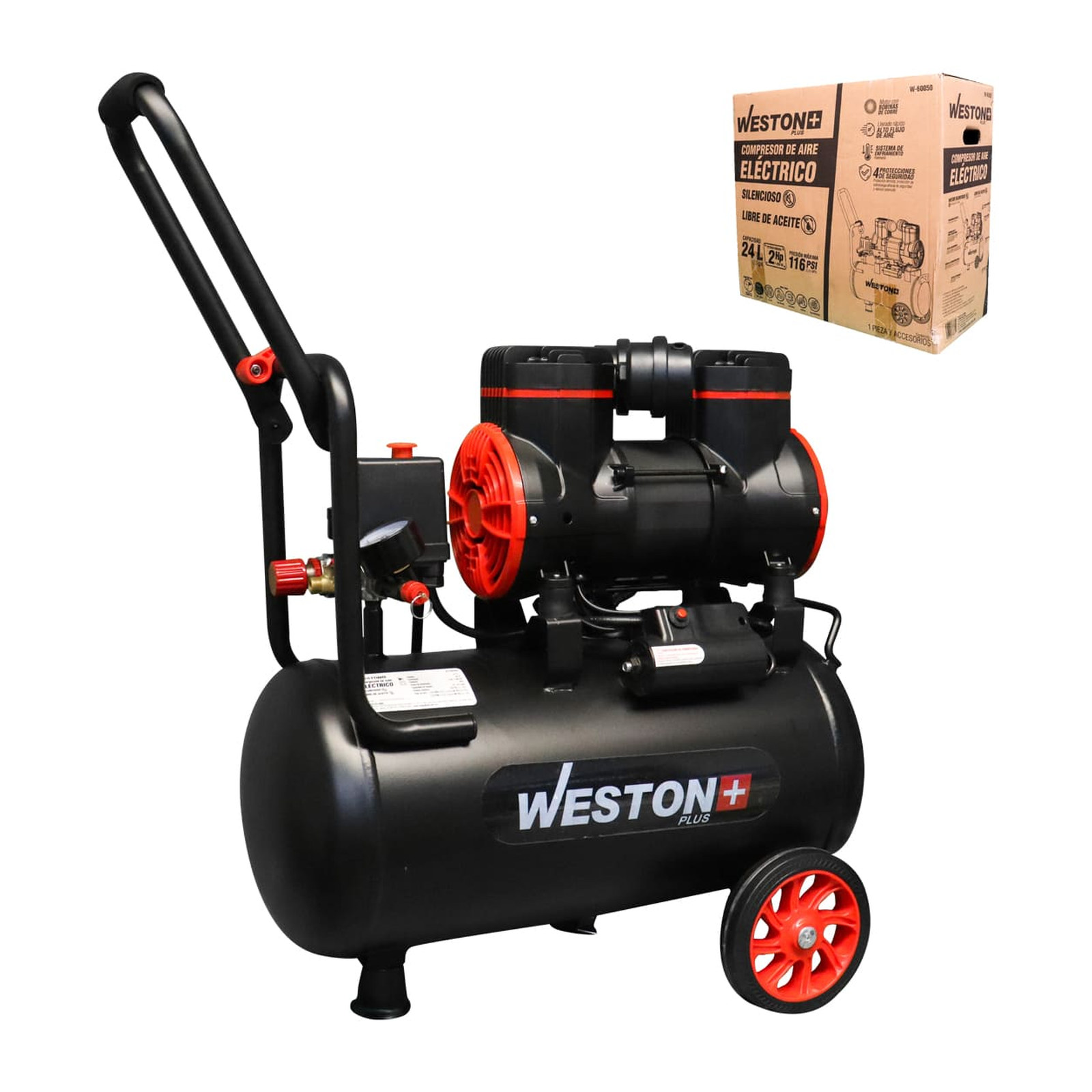 Compresor de Aire Libre de Aceite 24 L WESTON PLUS 127V