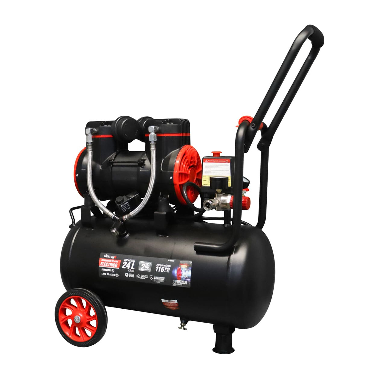 COMPRESOR DE AIRE LIBRE DE ACEITE 24L WPLUS 127V - Imagen 2