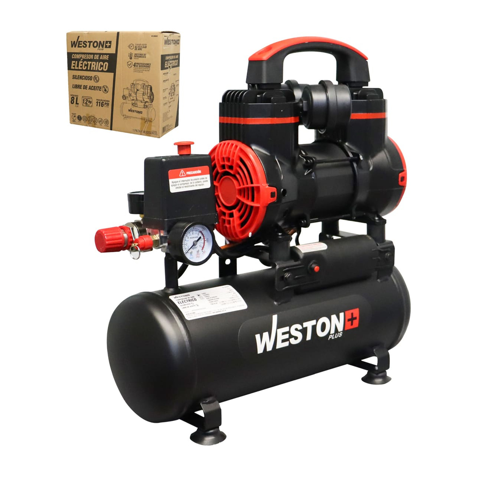 Compresor de Aire Libre de Aceite 8 L WESTON PLUS 127V