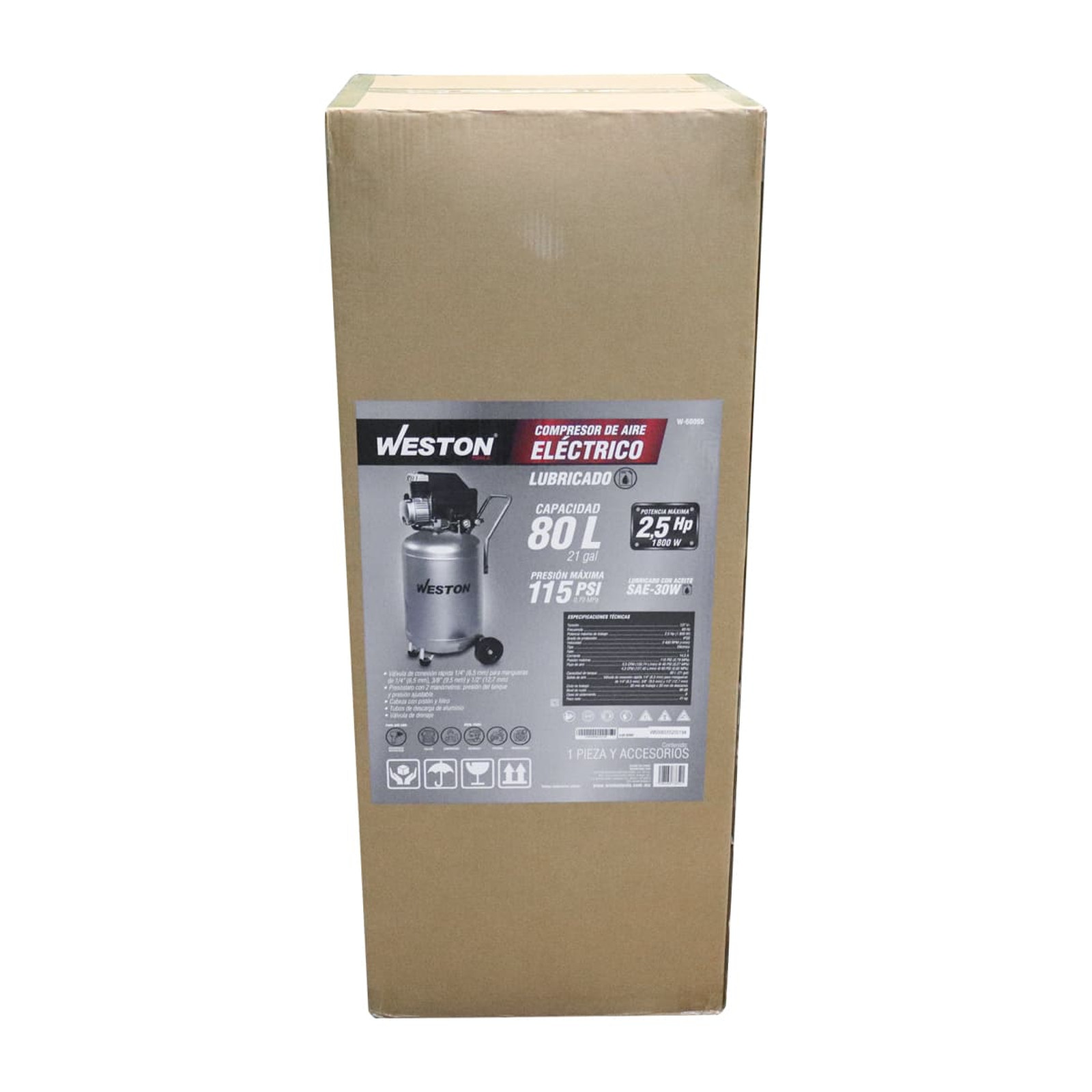 COMPRESOR 2.5 HP ,21 GALLON, LUBRICACION ACEITE 127V - Imagen 4