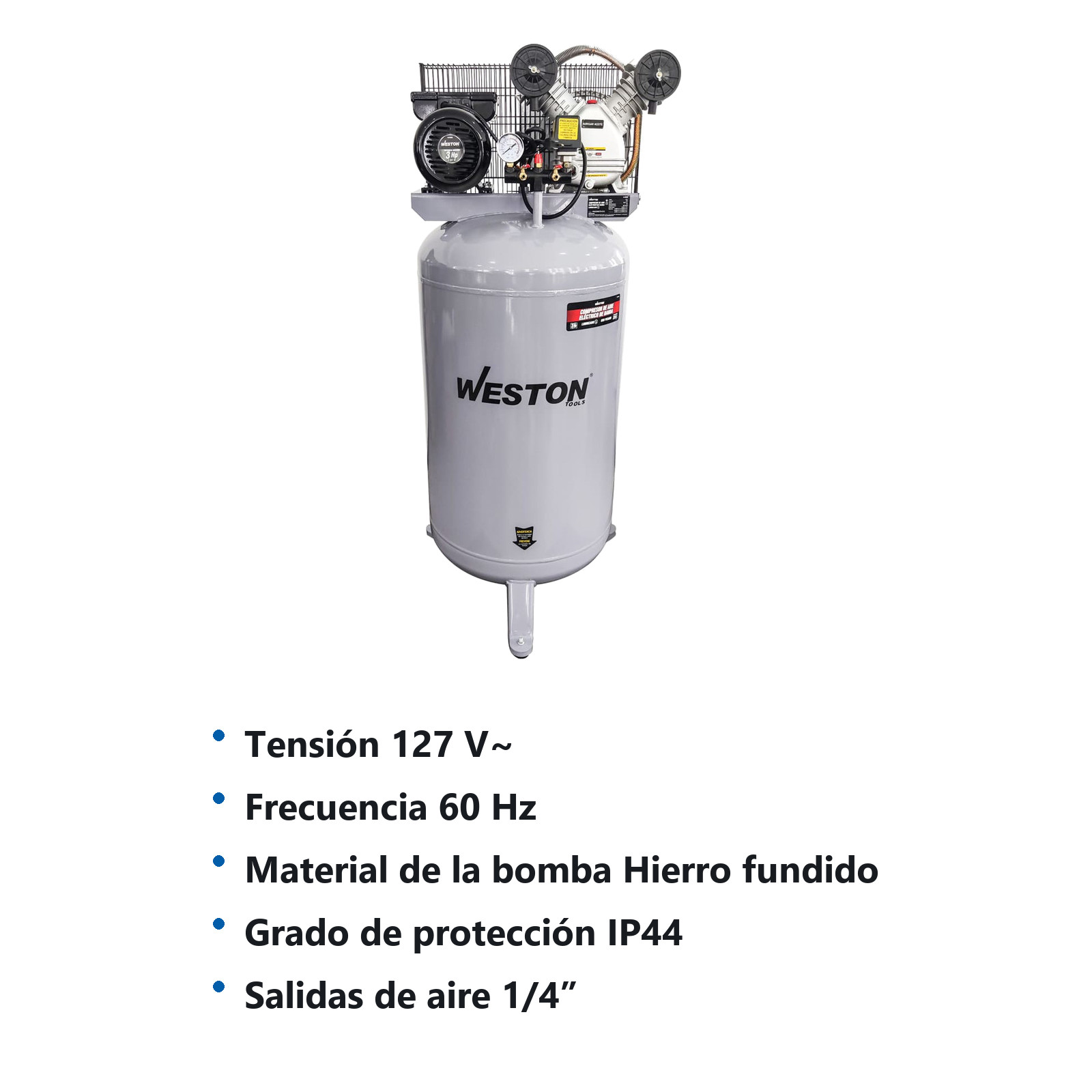 COMPRESOR VERTICAL DE BANDA 3HP 230L 127V - Imagen 2