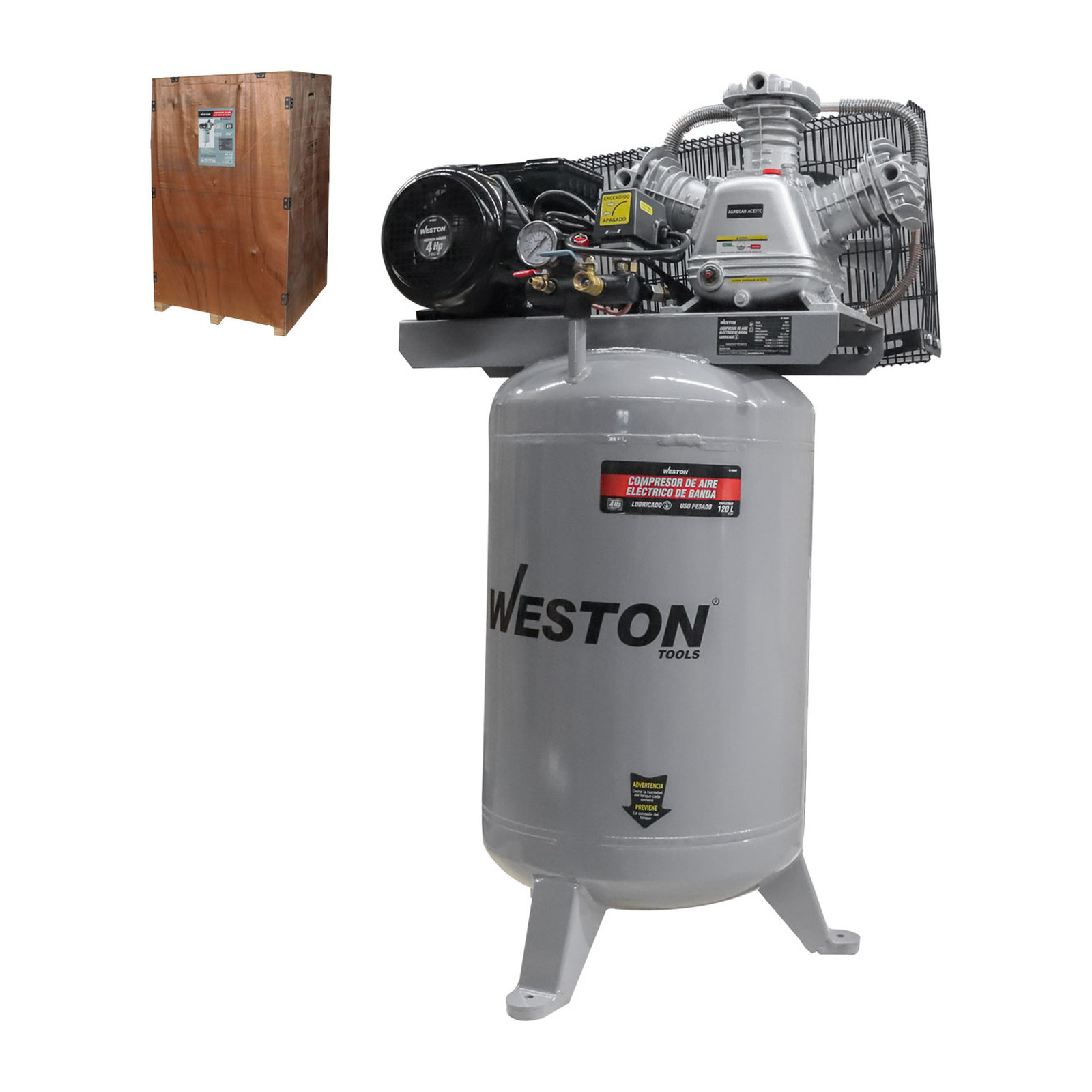 Compresor de Aire Vertical de Banda Weston 4 HP 120 L 220V