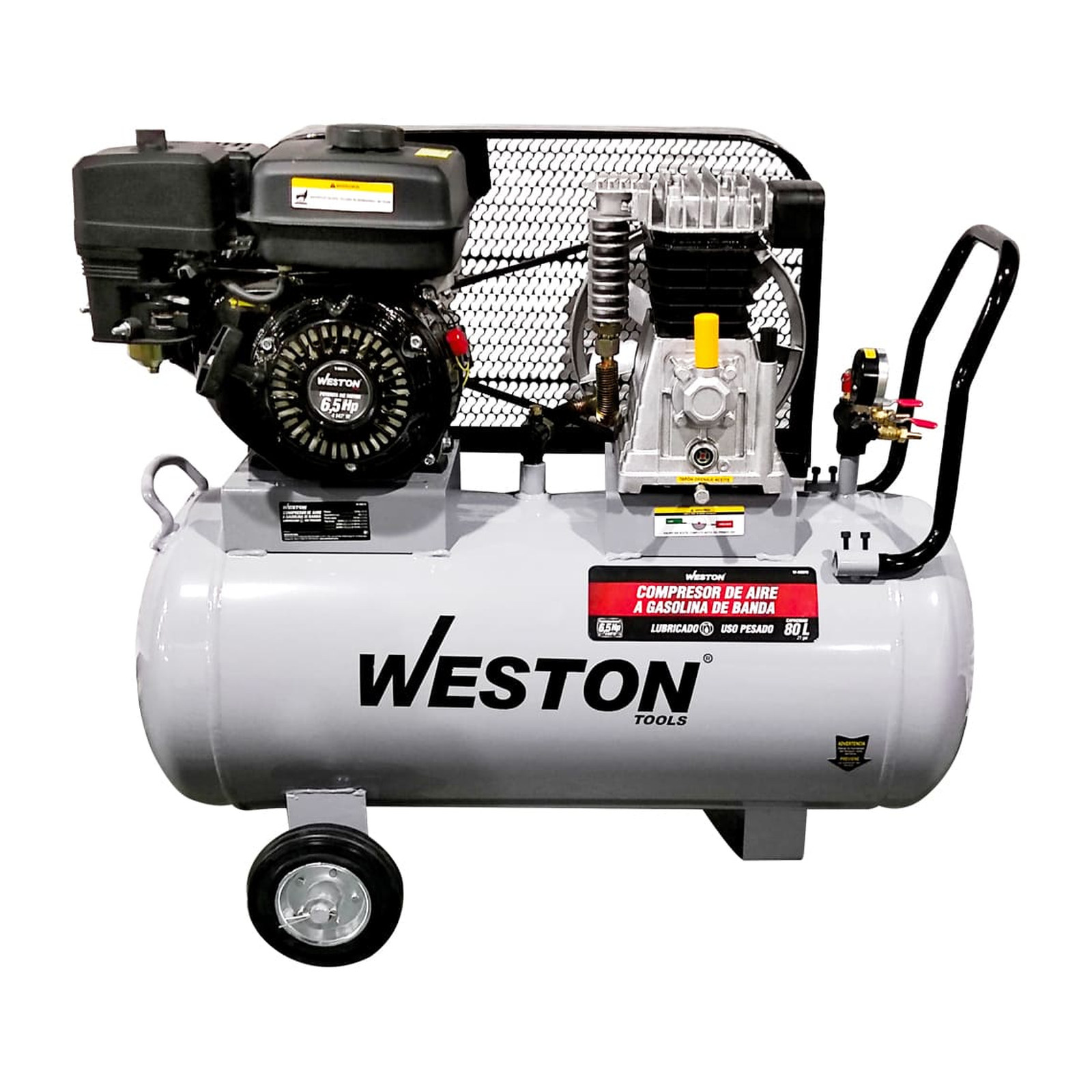Compresor de Aire a Gasolina Uso Pesado 6.5 HP 80 L Weston