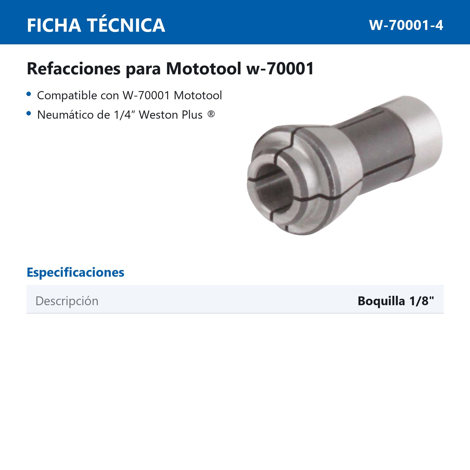 REPUESTO WP BOQUILLA 1/8" PARA MT - Imagen 2