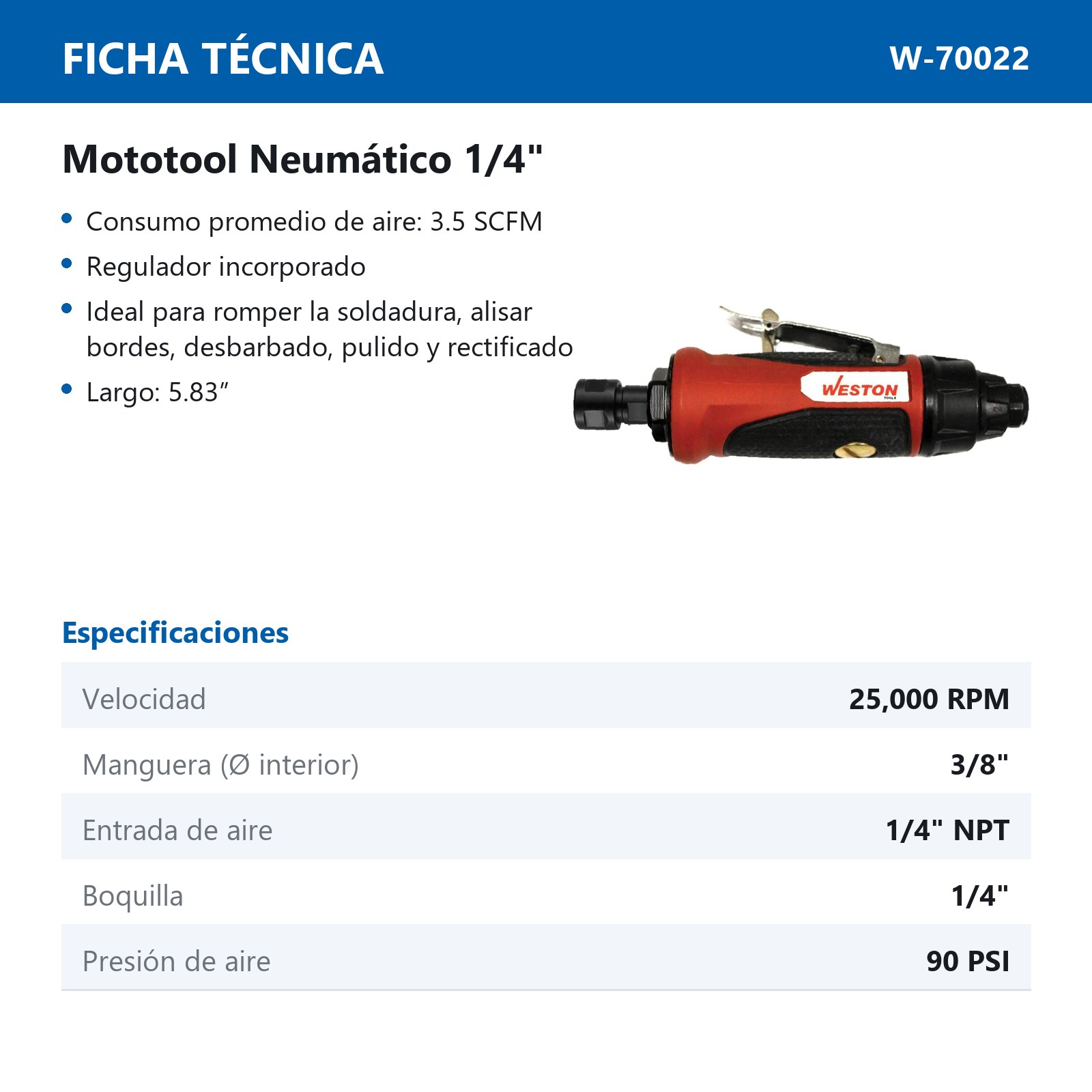 MOTOTOOL NEUMATICO 1/4" - Imagen 2