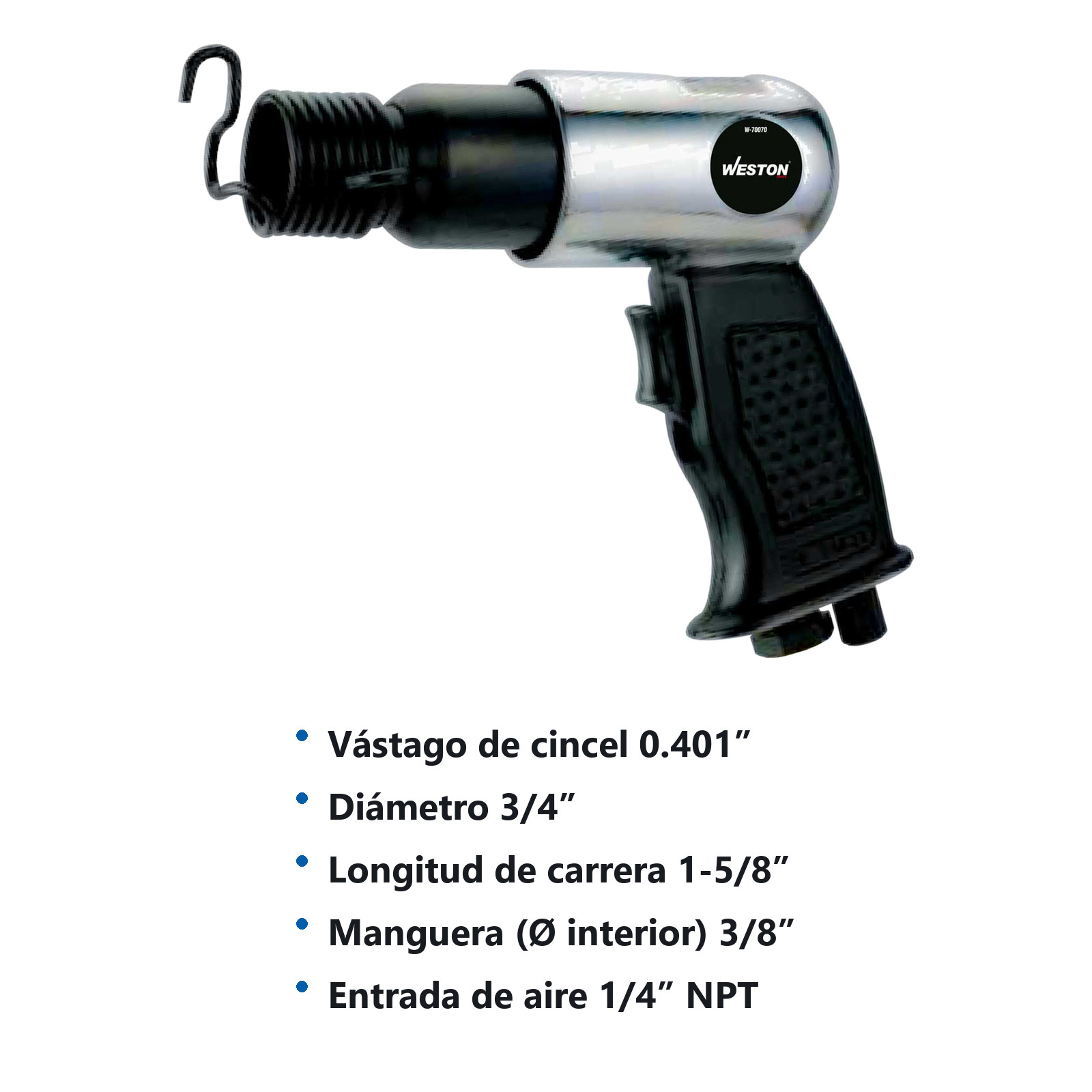 MARTILLO NEUMATICO DE IMPACTO 150MM C/4 CINCELES Y RETEN - Imagen 2