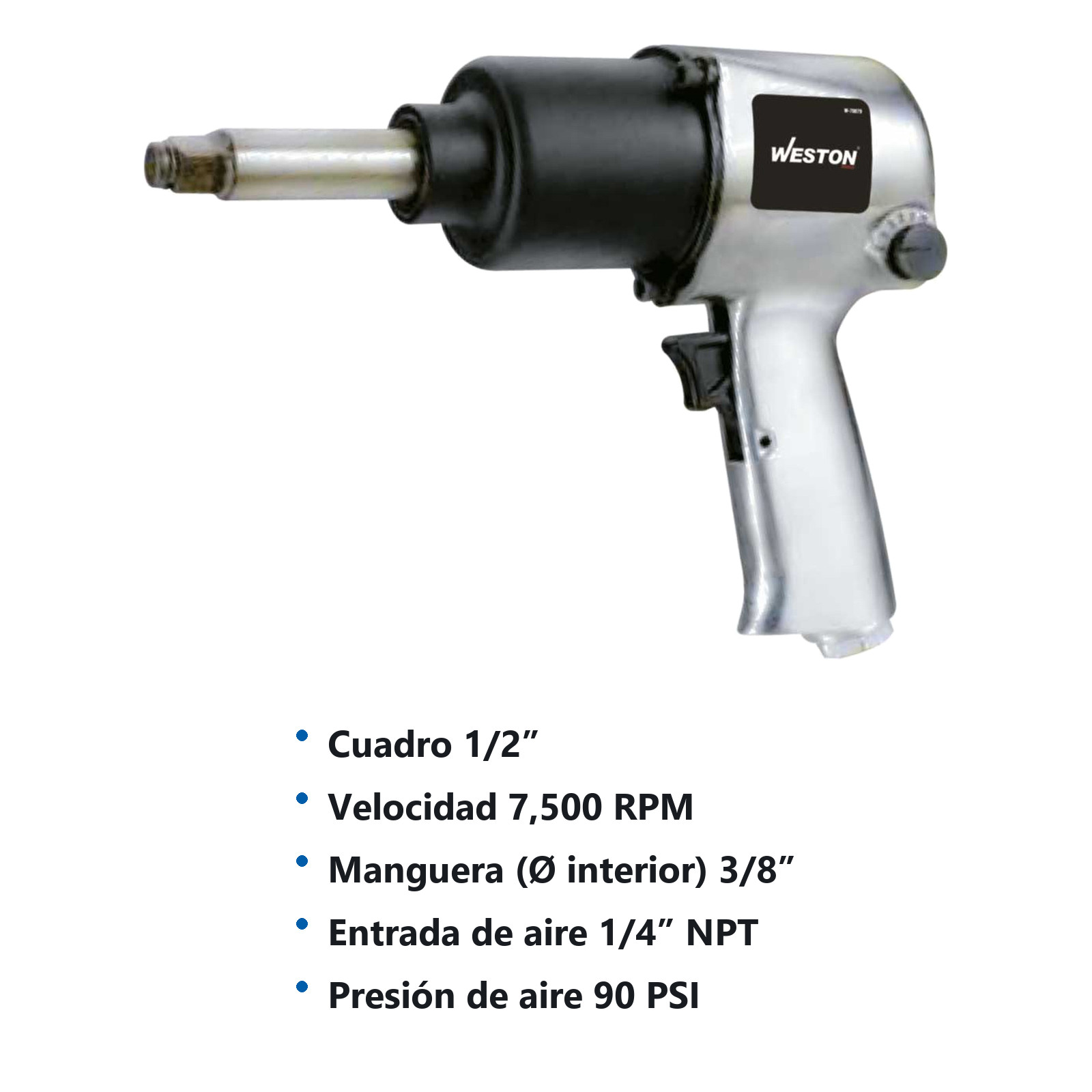 LLAVE DE IMPACTO NEUMATICA 1/2" NARIZ LARGA PROFESIONAL - Imagen 2