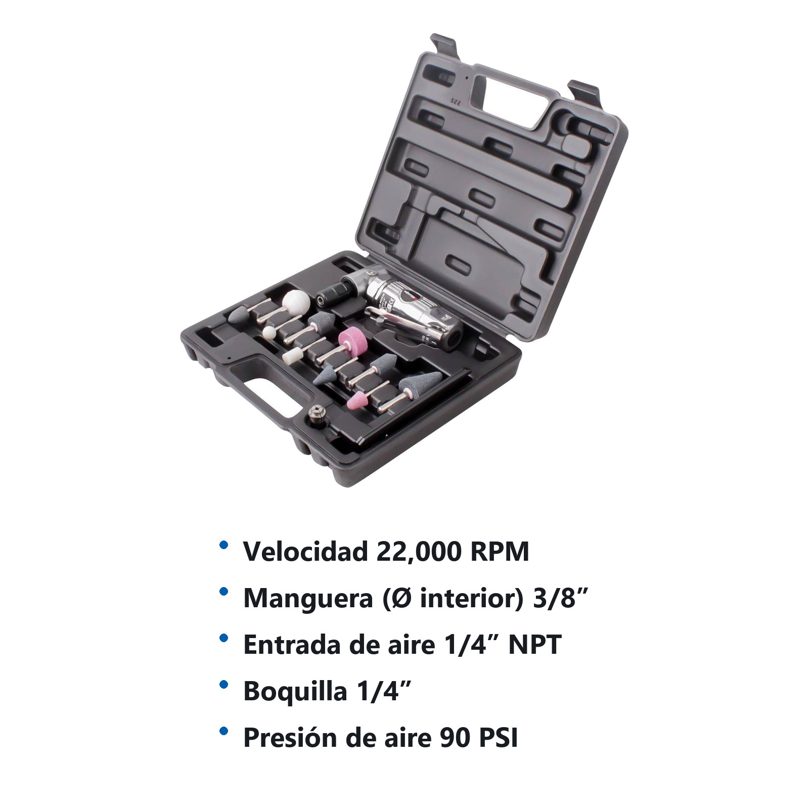JGO. MINI MOTOTOOL ANGULAR NEUMATICO 1/4" KIT WESTON PLUS - Imagen 4