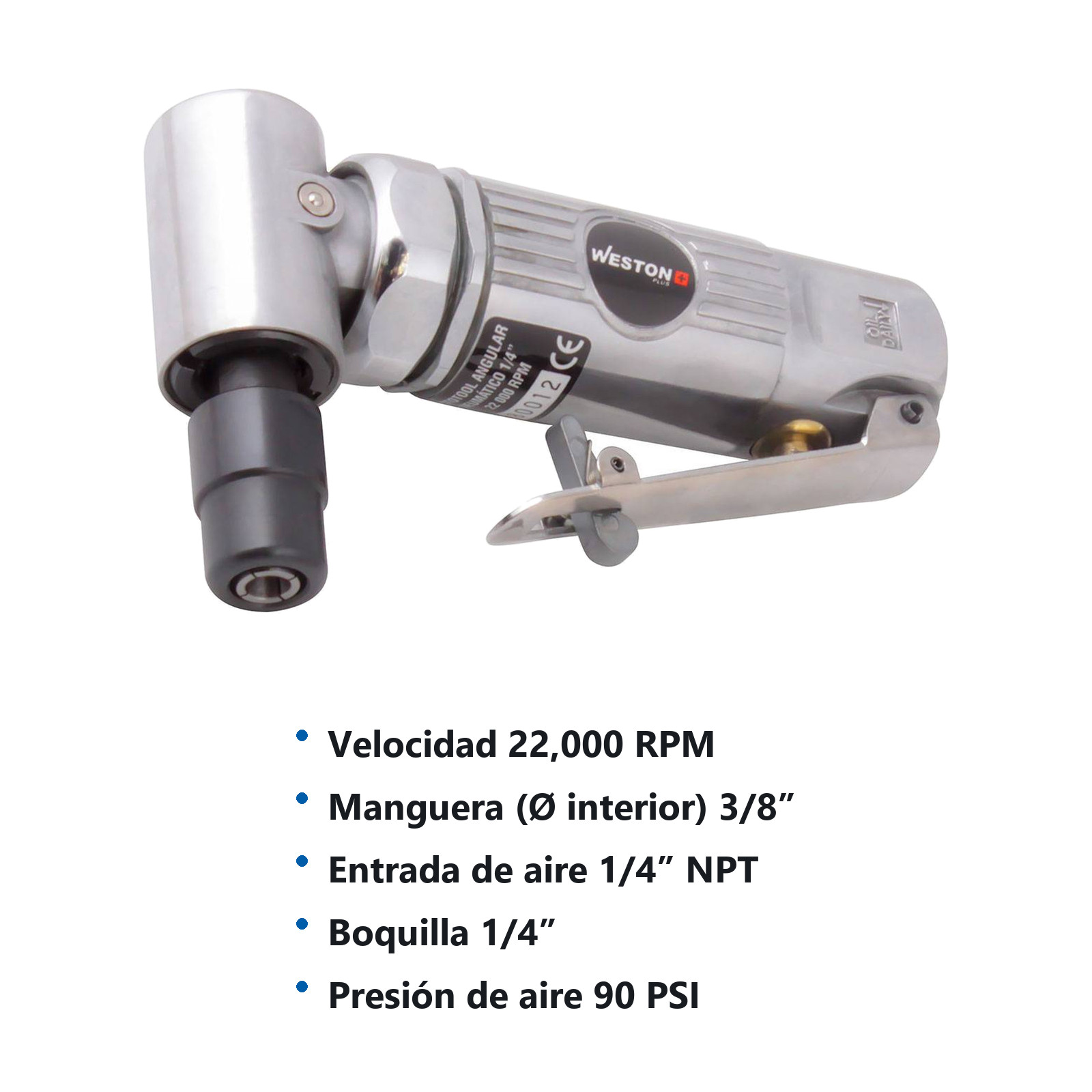 MINI MOTOTOOL ANGULAR NEUMATICO 1/4" WESTON PLUS - Imagen 2