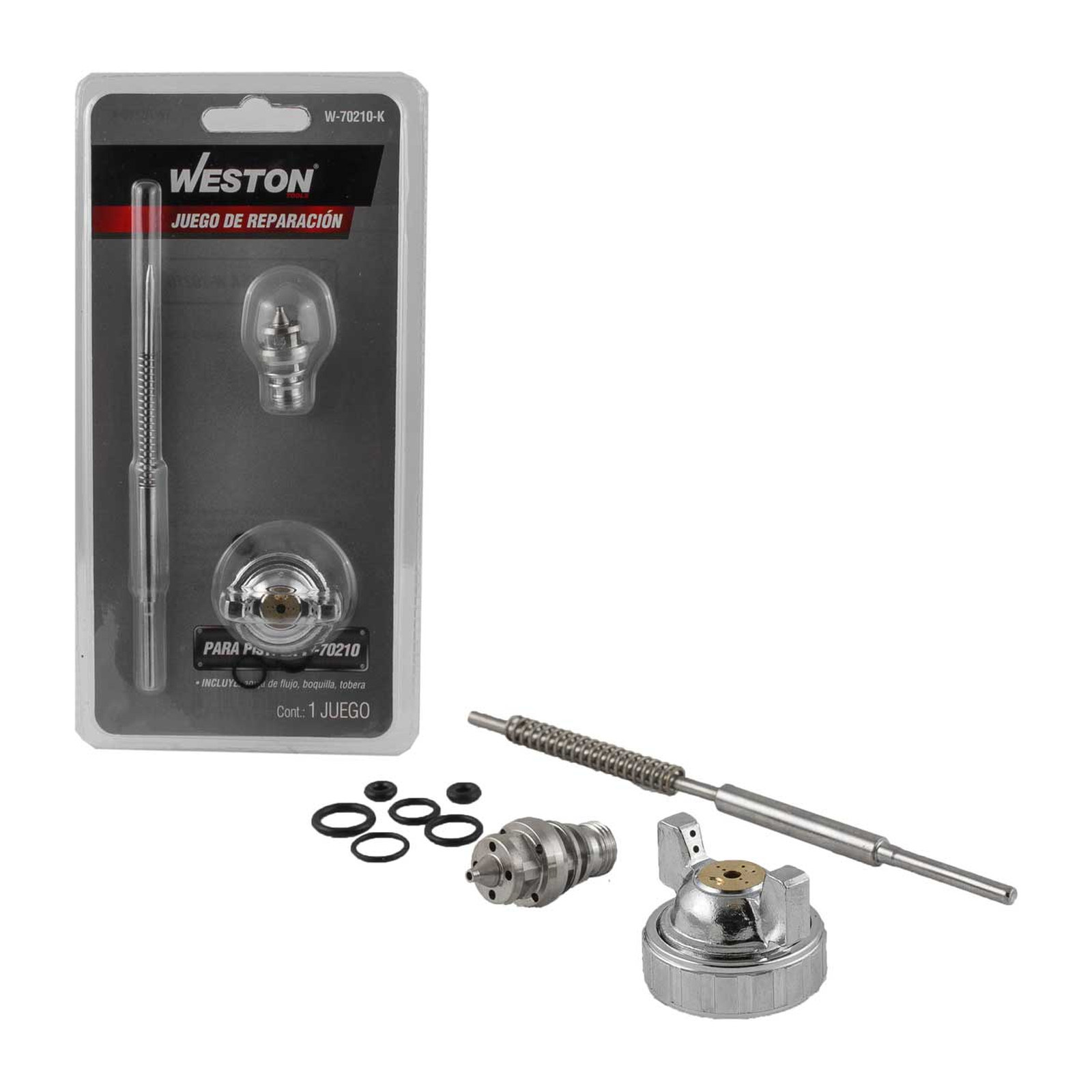 Kit de Reparación Weston para Pistola de Pintar W-70210 (Aguja de Flujo, Boquilla y Tobera)