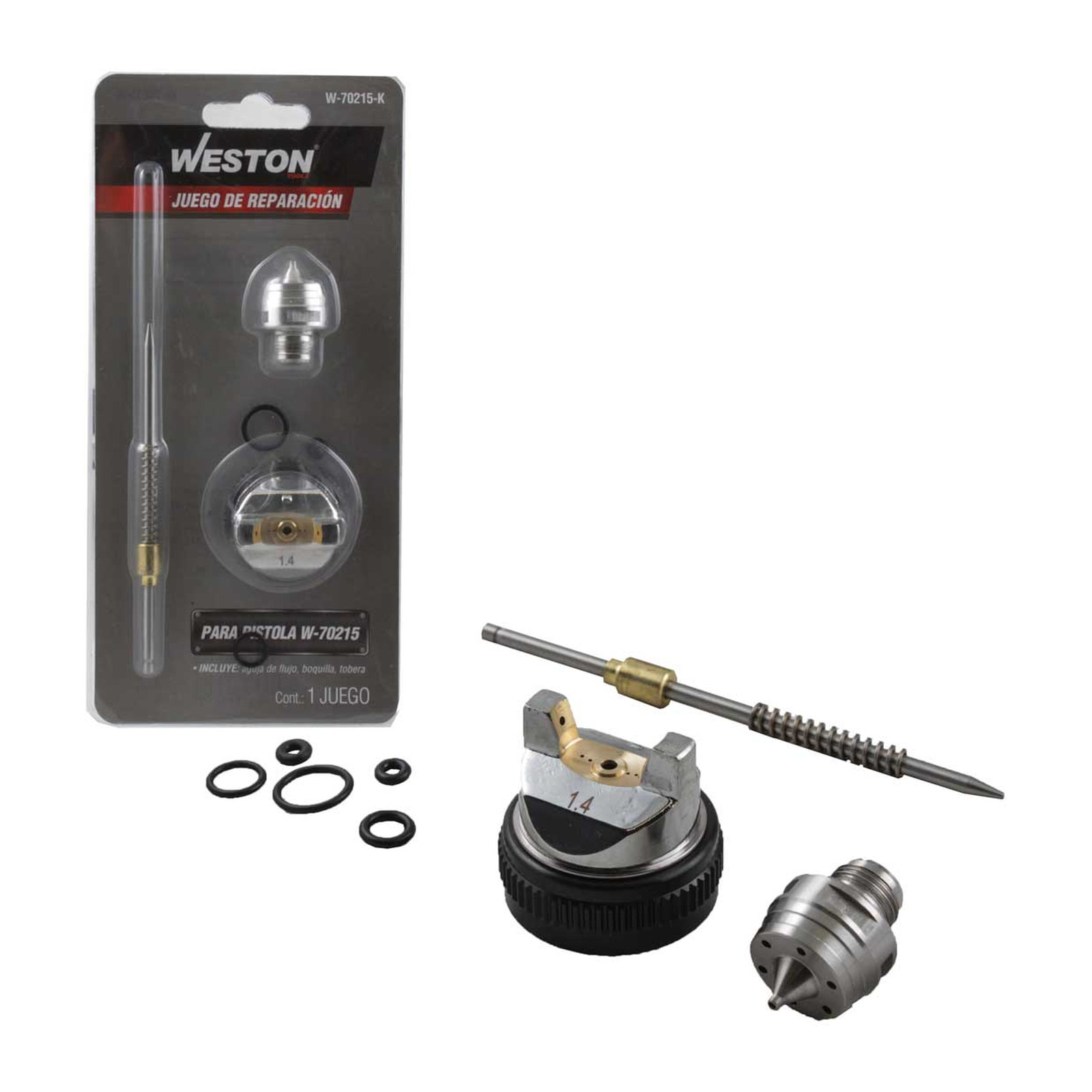 Kit de Reparación WESTON para Pistola W-70215 (Aguja de Flujo, Boquilla y Tobera)