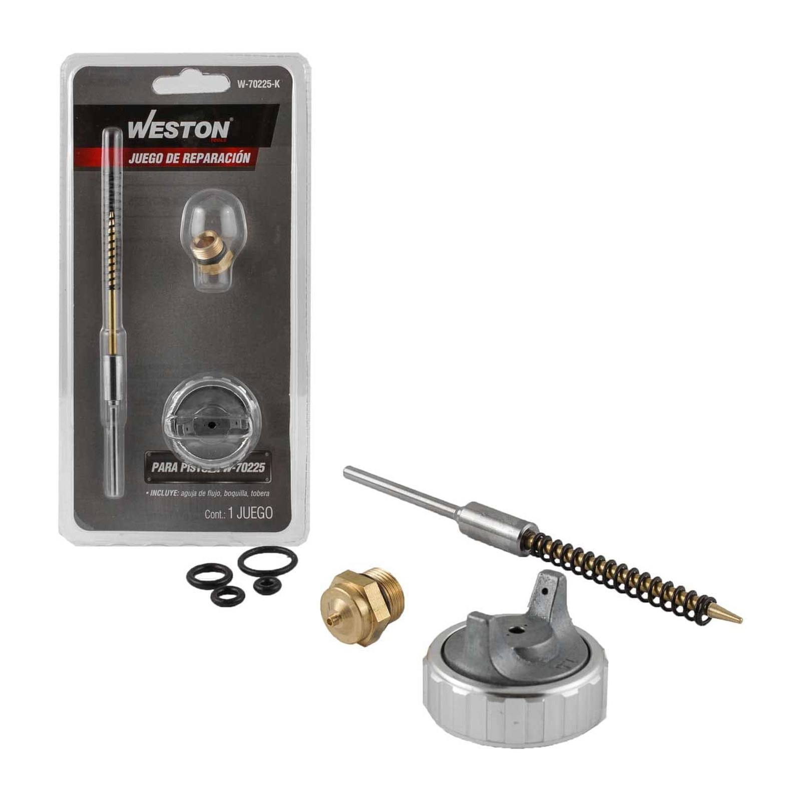 Kit de Reparación para Pistola de Pintar Weston W-70225 (Aguja de Flujo, Boquilla y Tobera)