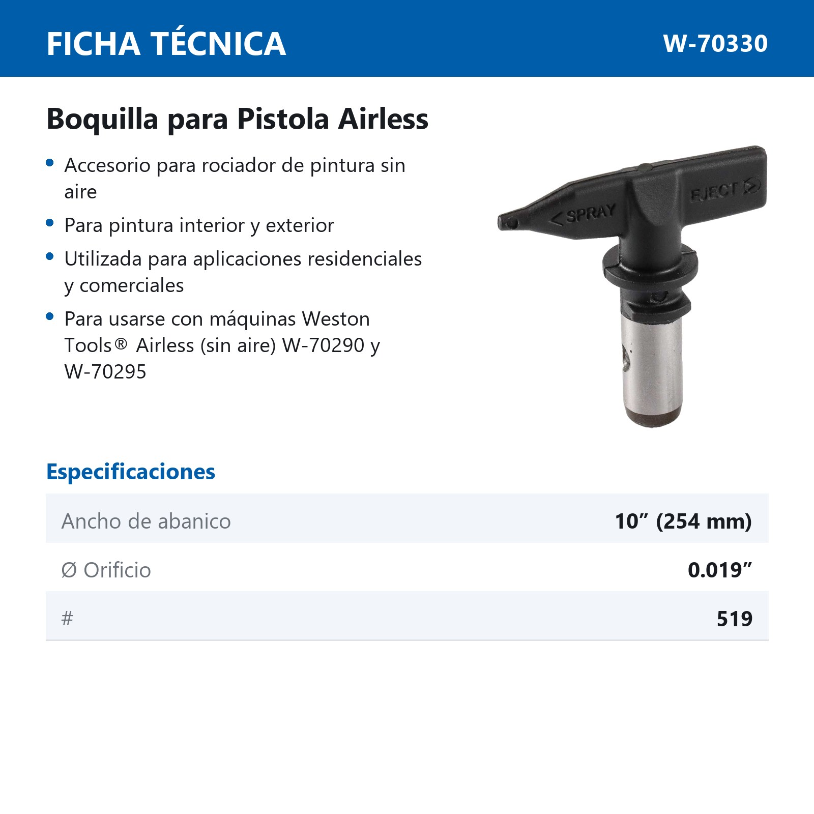 BOQUILLA PARA PISTOLA AIRLESS 519 - Imagen 4
