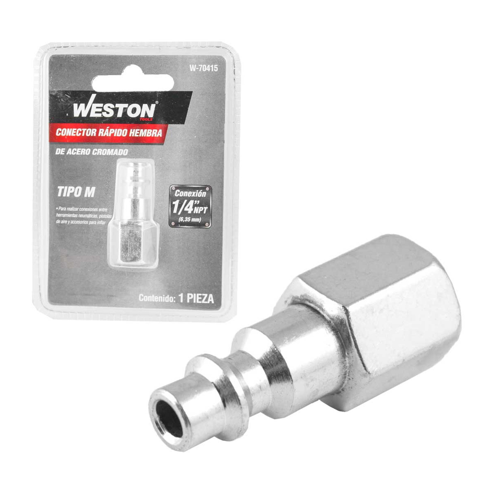 Conector Rápido Hembra de Acero Cromado 1/4" NPT Weston