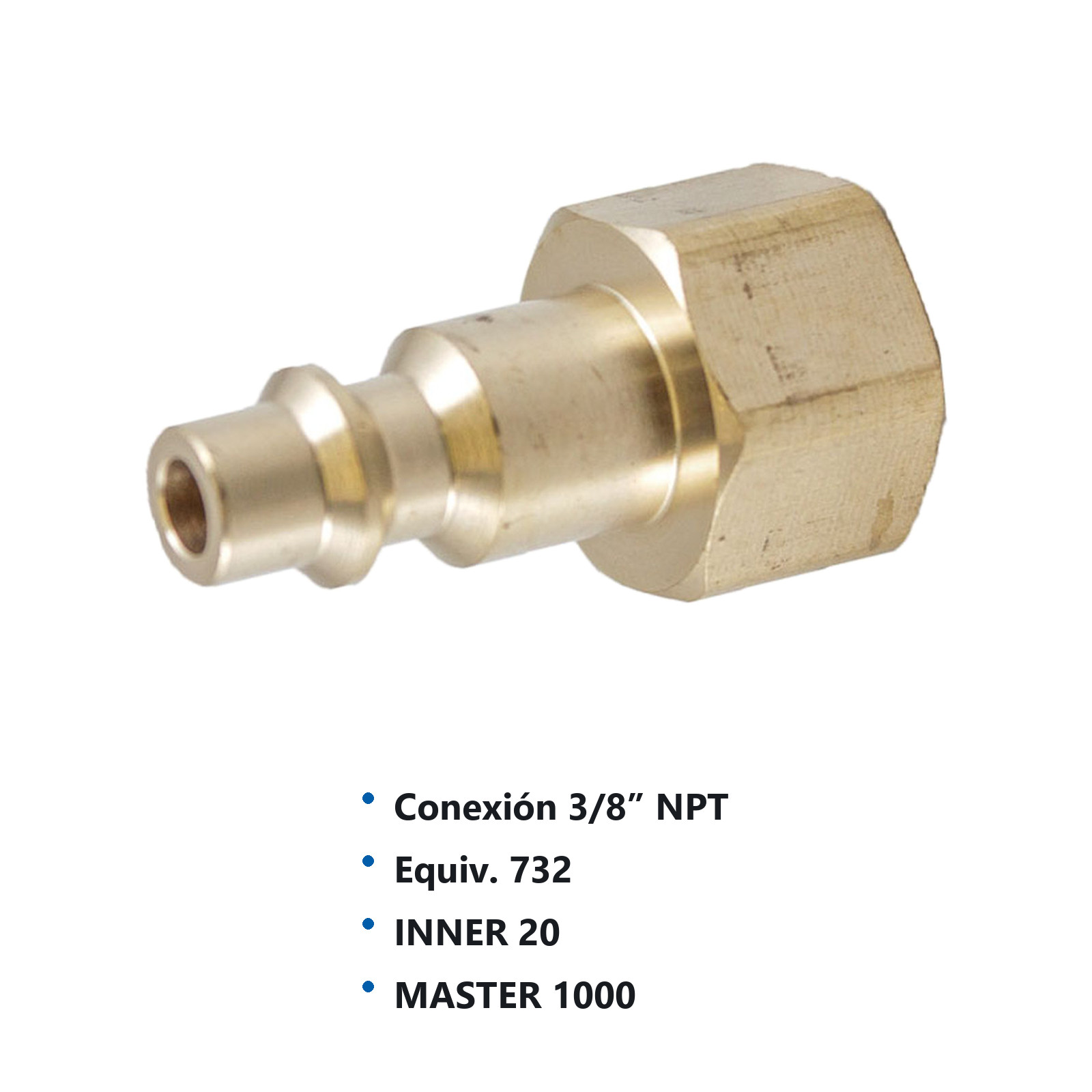 CONECTOR RAPIDO LATONADO HEMBRA 3/8'' NPT (GRANEL) - Imagen 2
