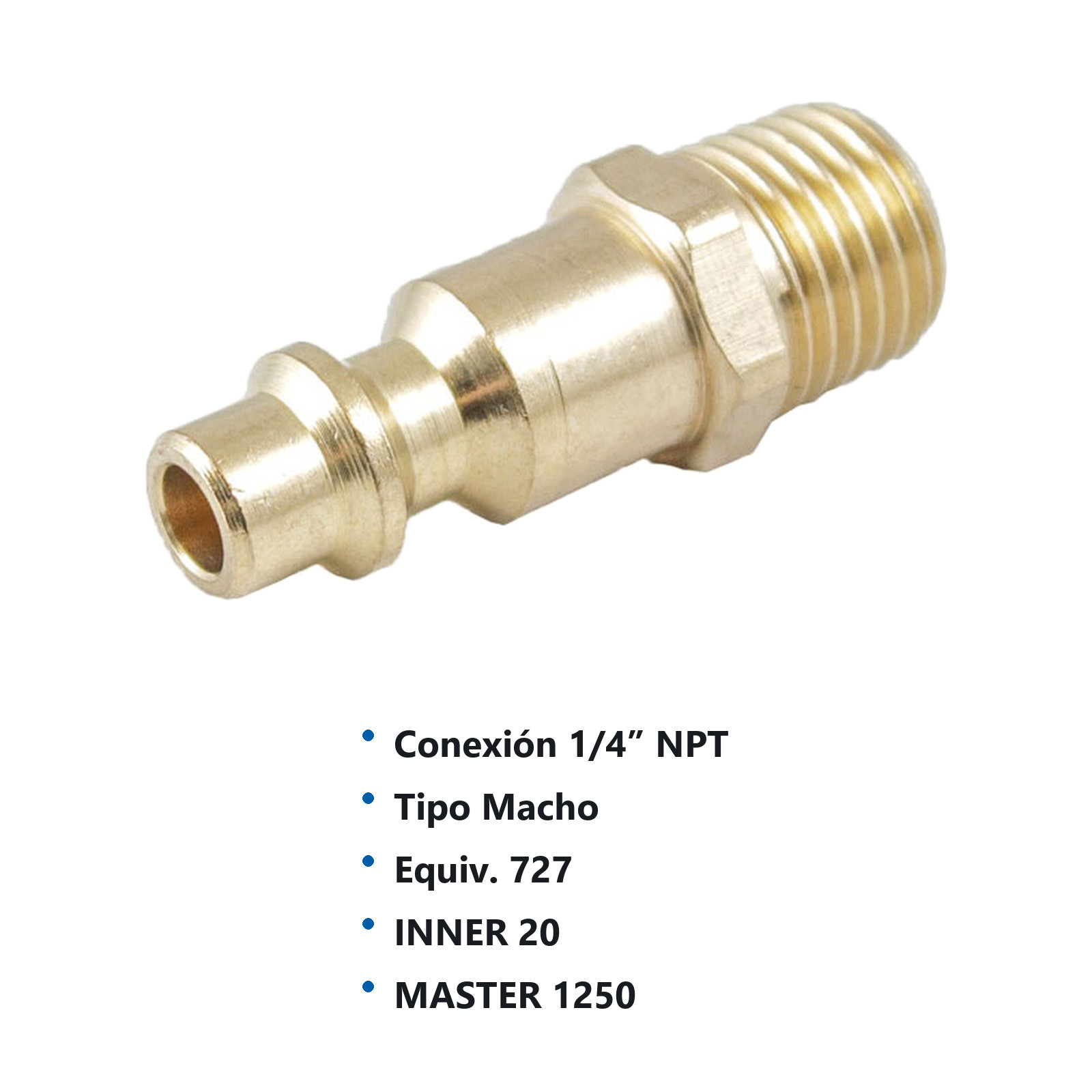 CONECTOR RAPIDO LATONADO MACHO 1/4'' NPT (GRANEL) - Imagen 2
