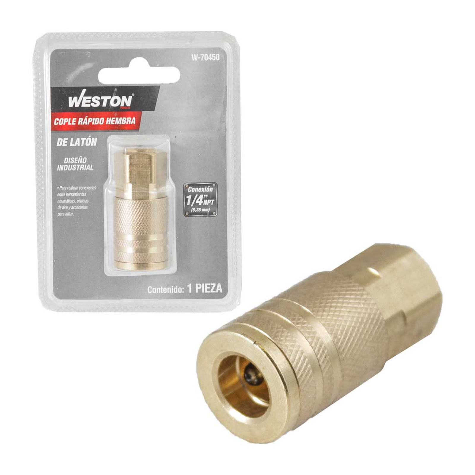 Cople de Latón Hembra 1/4" NPT Industrial Weston
