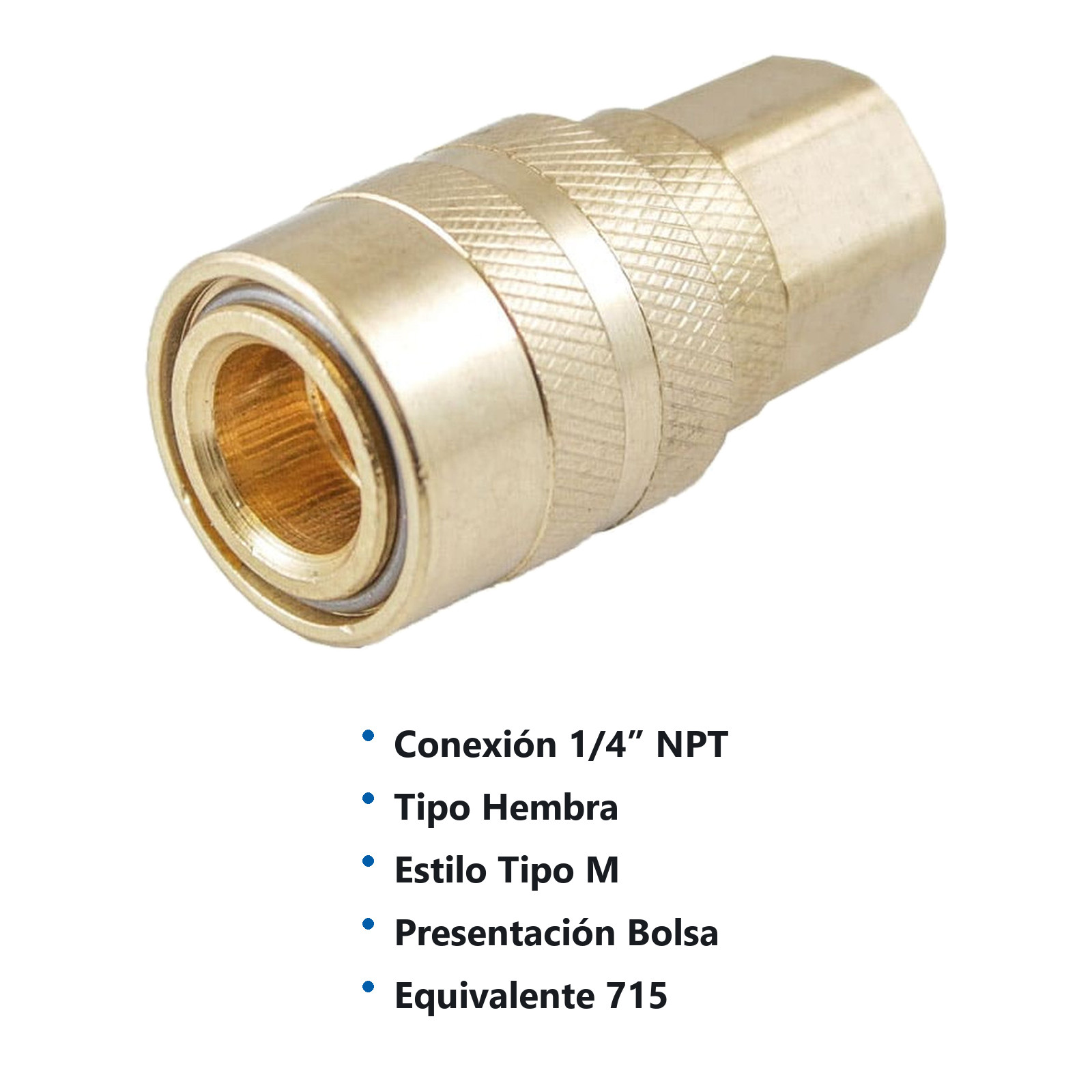 COPLE RAPIDO LATONADO HEMBRA 1/4'' NPT (GRANEL) - Imagen 2