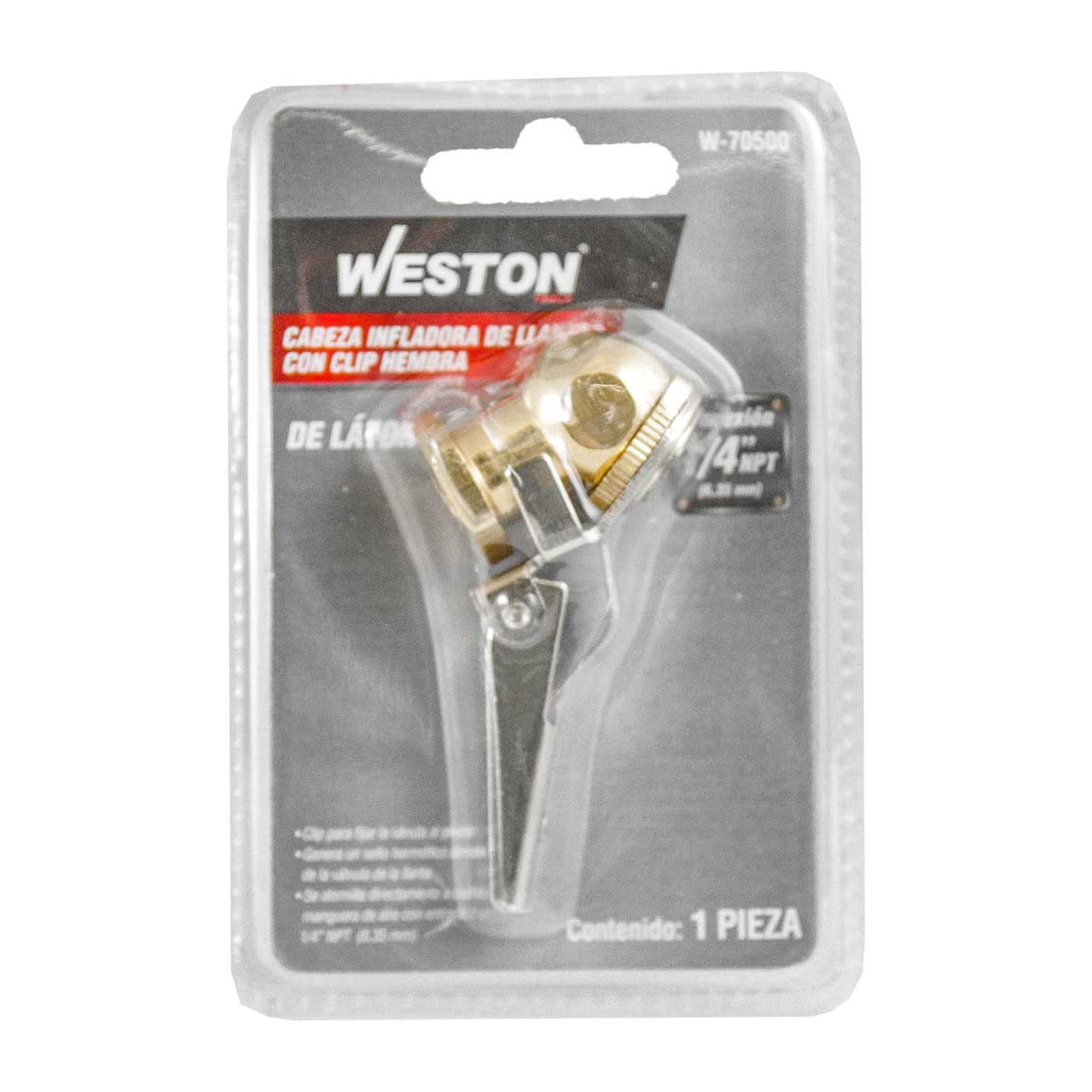 INFLADOR DE LATON CON CLIP HEMBRA 1/4'' NPT - Imagen 2