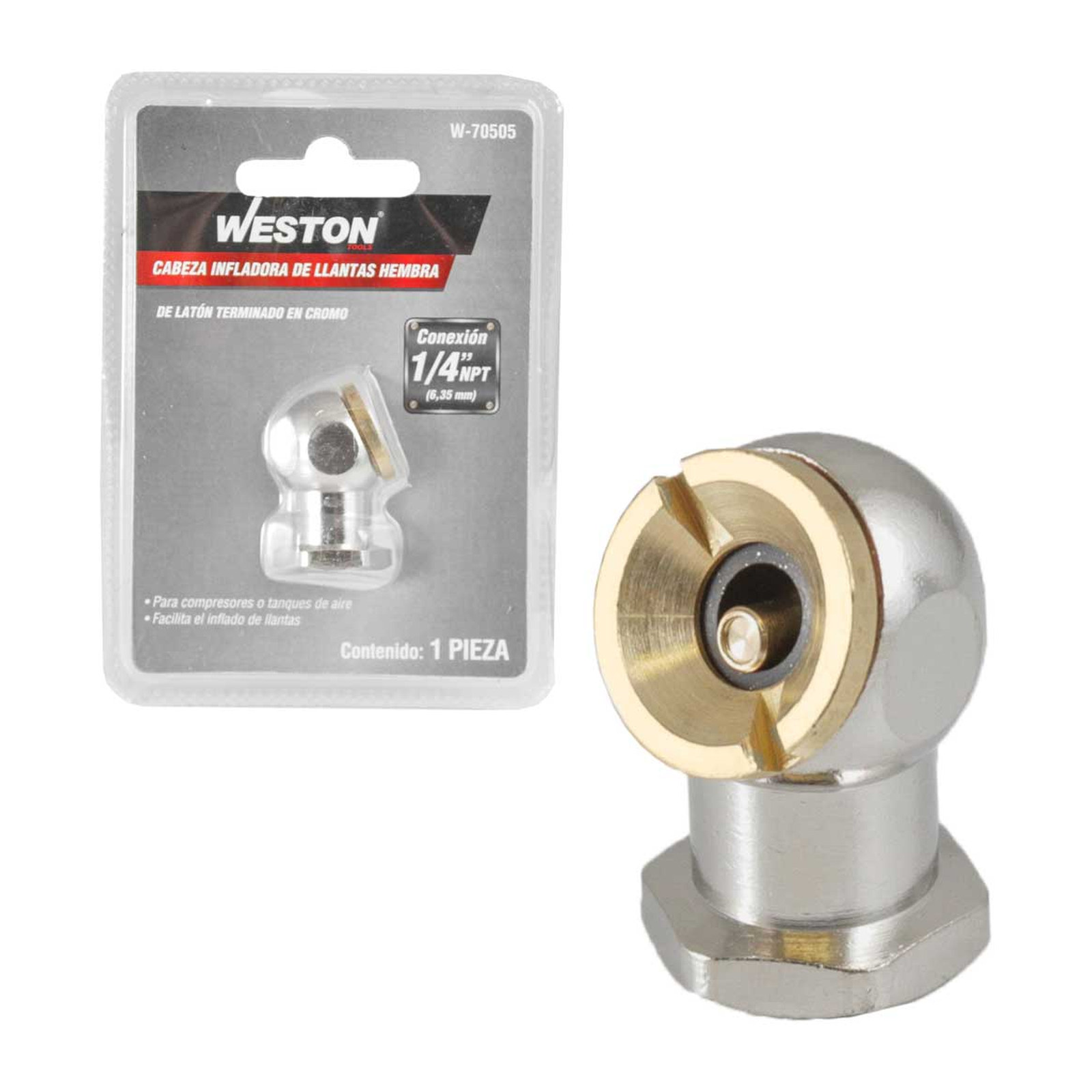 Inflador Cabeza Sencilla Hembra 1/4" NPT Weston