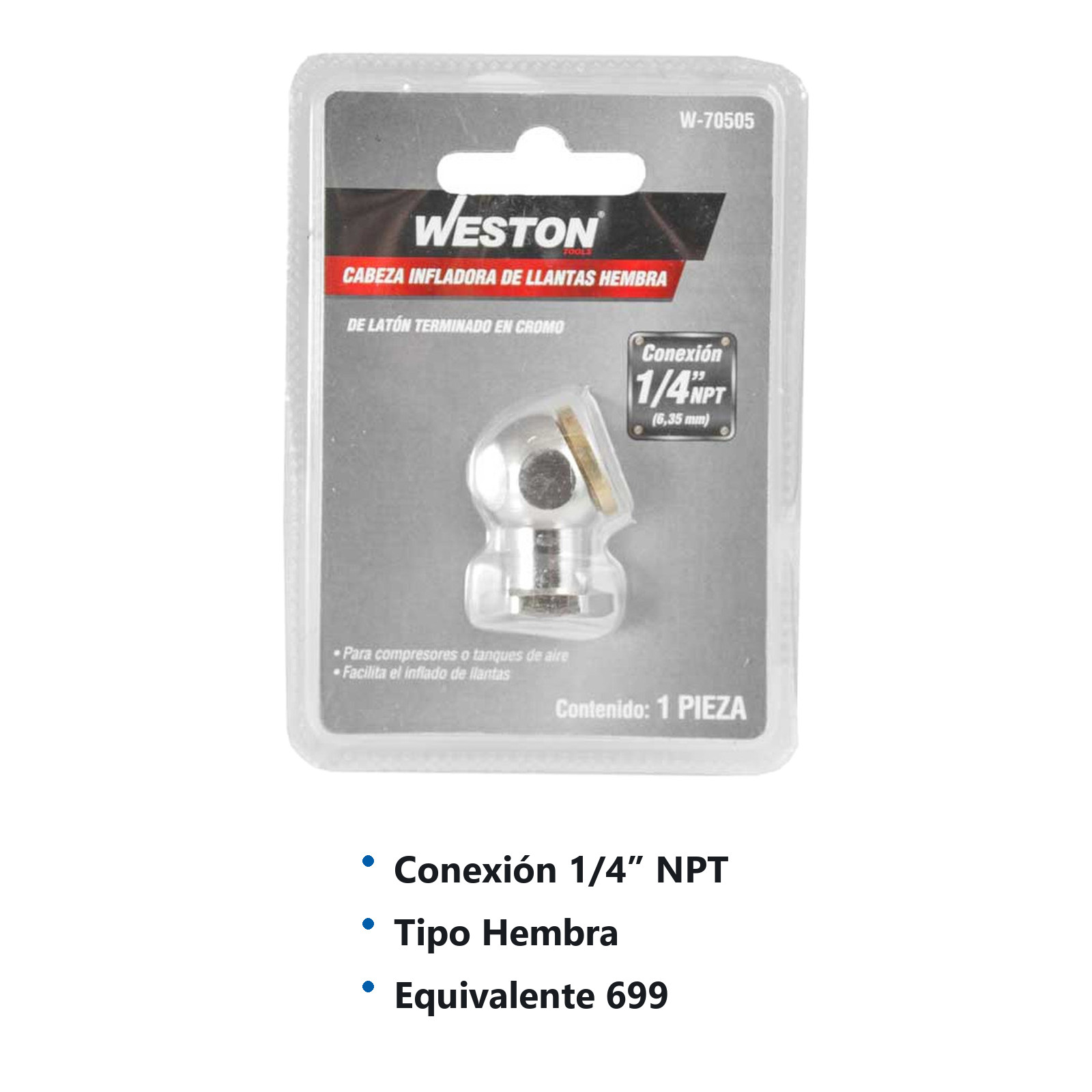 INFLADOR CABEZA SENCILLA HEMBRA 1/4'' NPT - Imagen 3