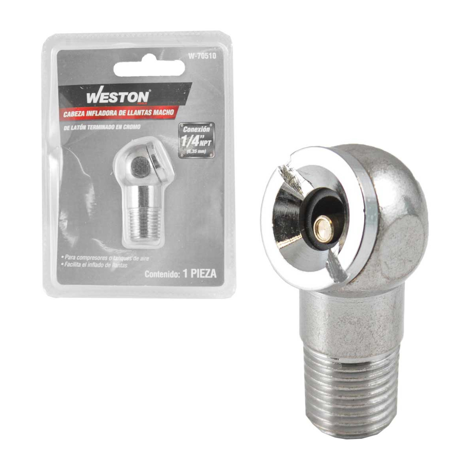 Inflador Cabeza Sencilla Macho 1/4" NPT Weston