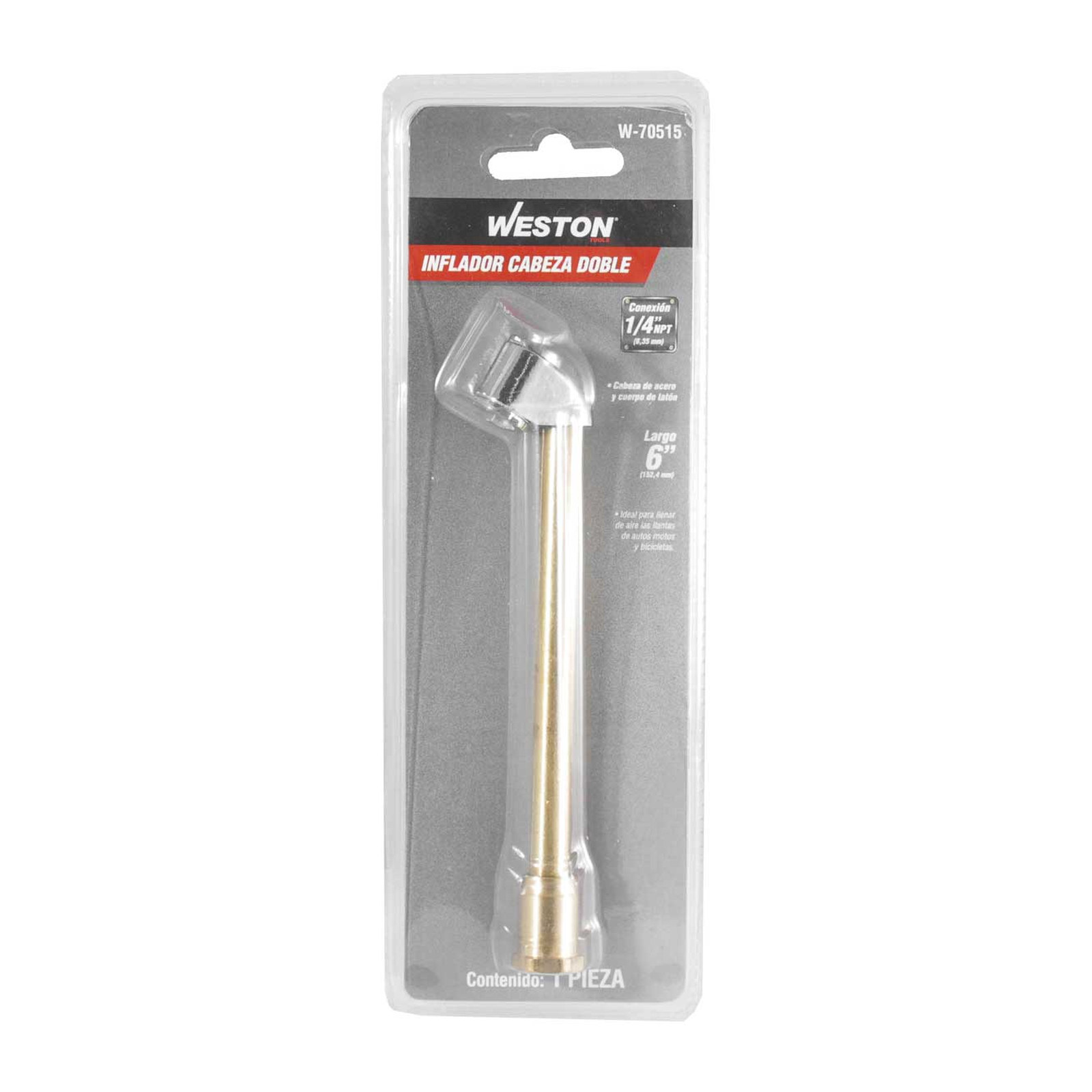 INFLADOR CABEZA DOBLE D/LATON 1/4'' NPT - Imagen 2