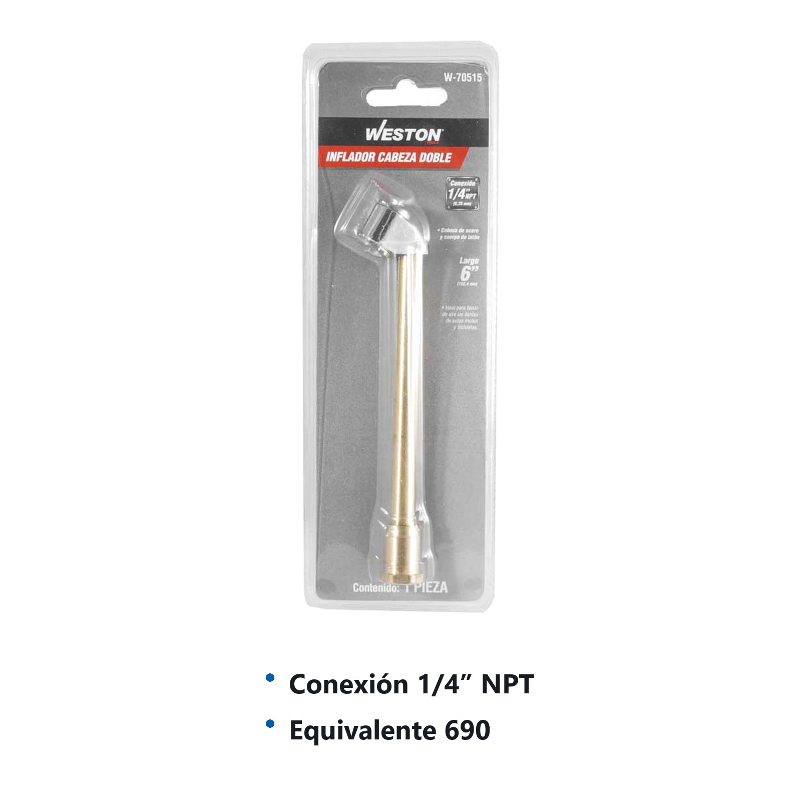 INFLADOR CABEZA DOBLE D/LATON 1/4'' NPT - Imagen 3