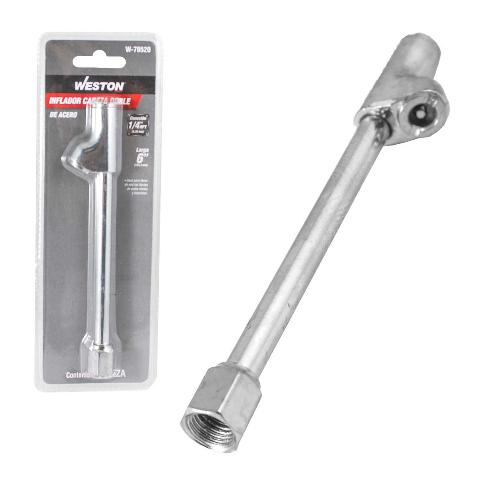 Inflador Cabeza Doble de Metal 1/4'' NPT Weston