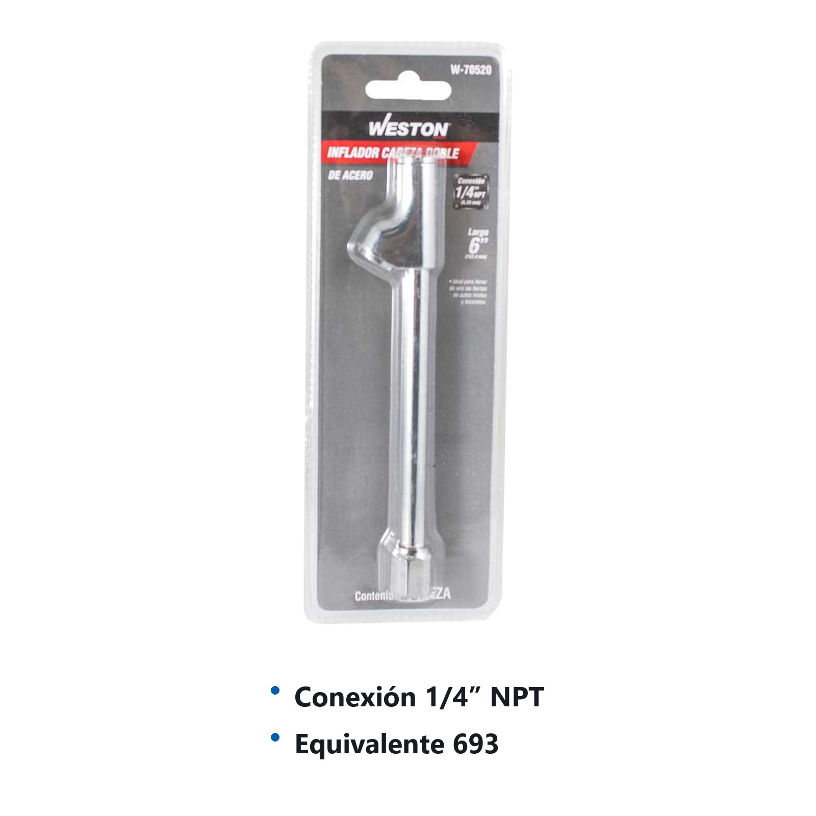 INFLADOR CABEZA DOBLE D/METAL 1/4'' NPT - Imagen 3