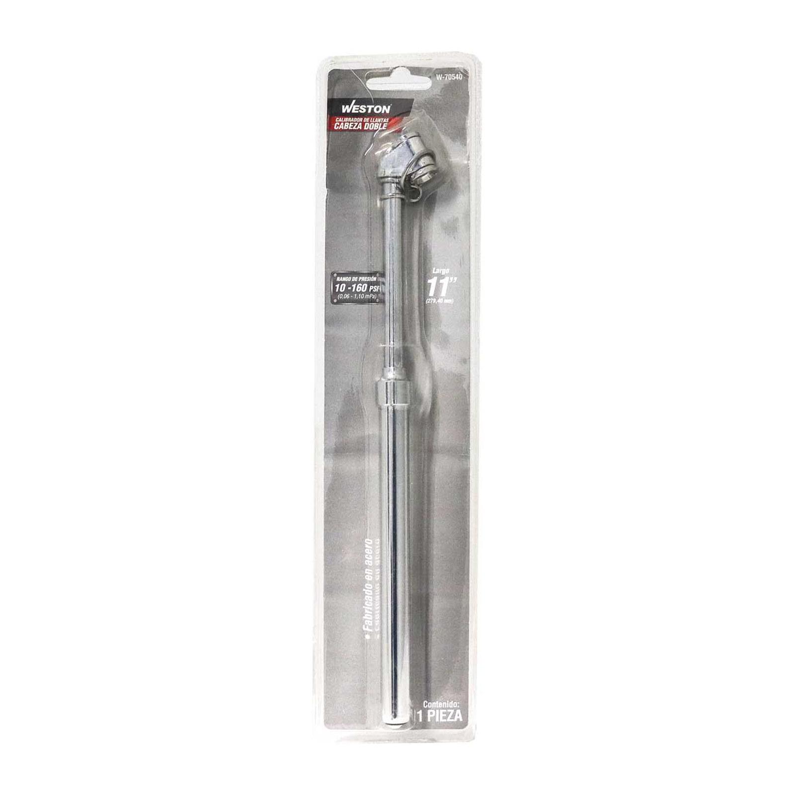 CALIBRADOR DE LLANTAS CABEZA DOBLE D/METAL 10 - 160PSI LARGO 11'' - Imagen 2