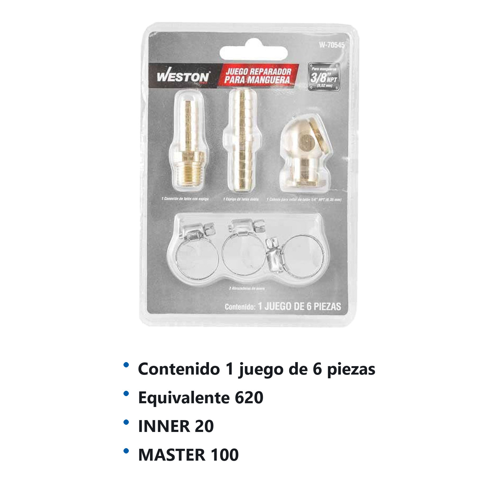 JUEGO REPARADOR PARA MANGUERA DE 3/8'', 6 PIEZAS - Imagen 3