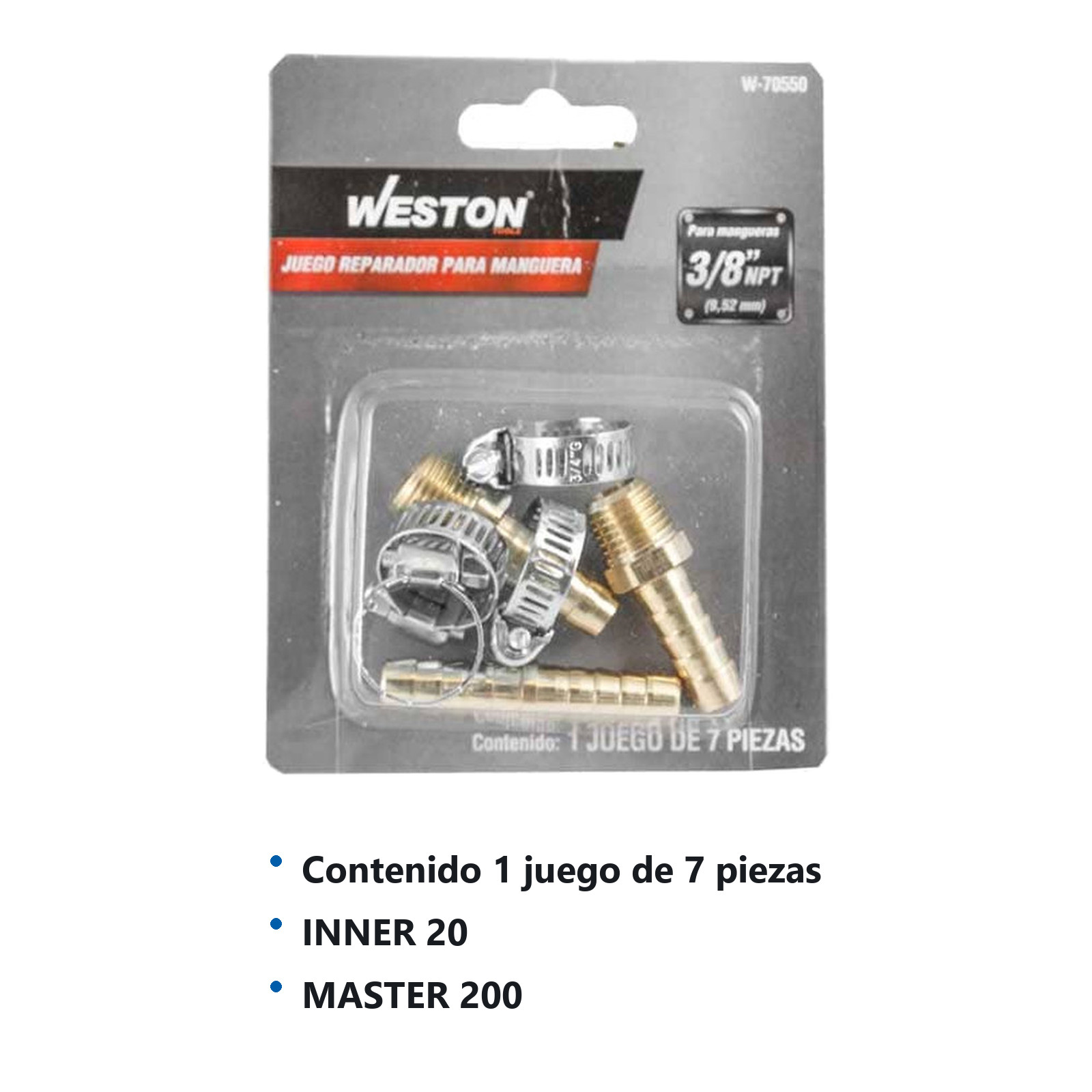 JUEGO REPARADOR PARA MANGUERA DE 3/8'', 7 PIEZAS - Imagen 3