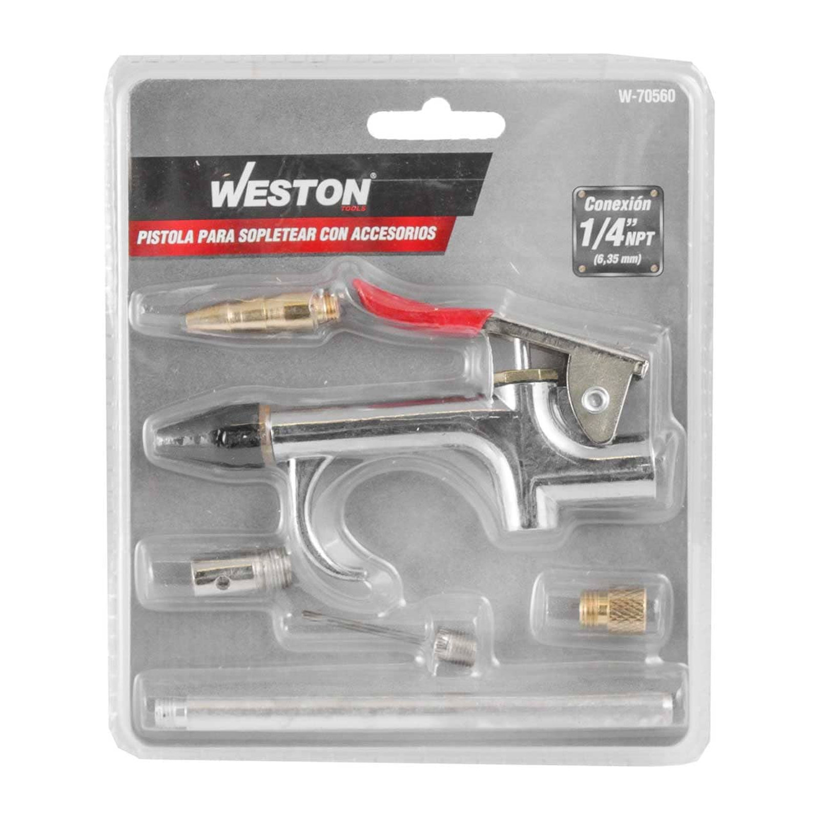 PISTOLA SOPLETEADORA CON 2 BOQUILLAS Y 4 ACCESORIOS 1/4'' NPT - Imagen 2
