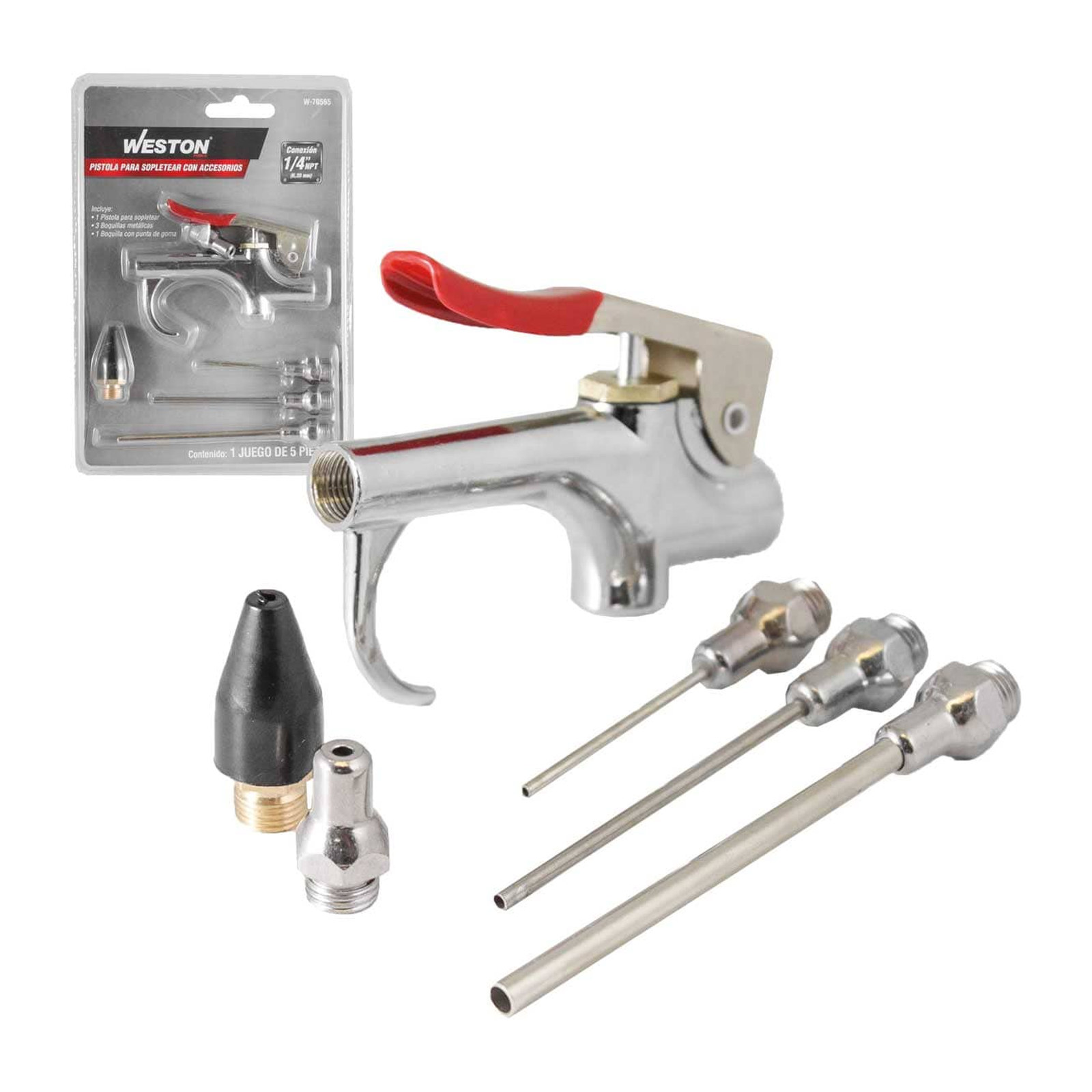 Pistola para Sopletear con Accesorios Weston (Juego 5 Piezas)